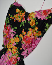 David Meister Multicolor Silk Floral Midi Dress