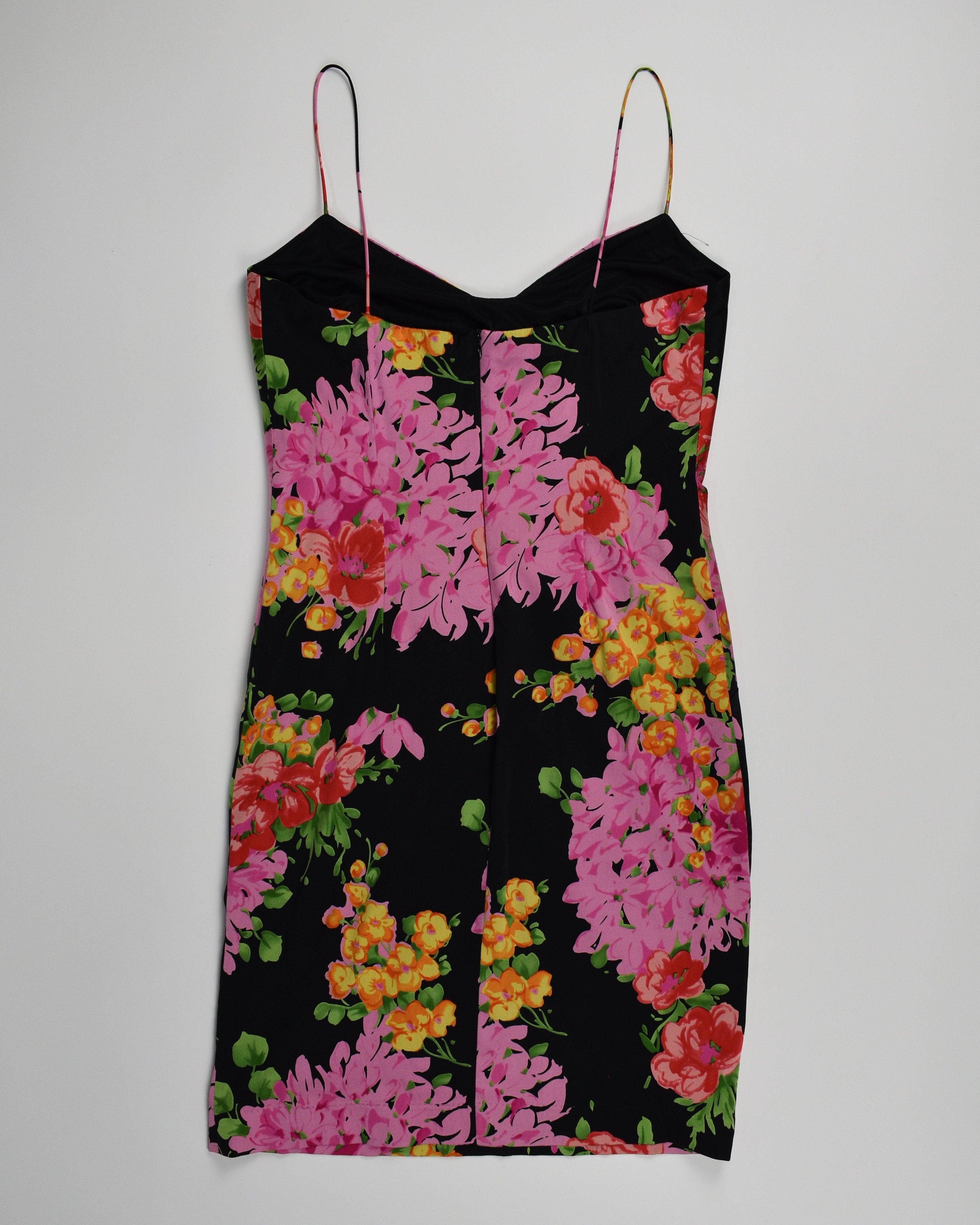 David Meister Multicolor Silk Floral Midi Dress