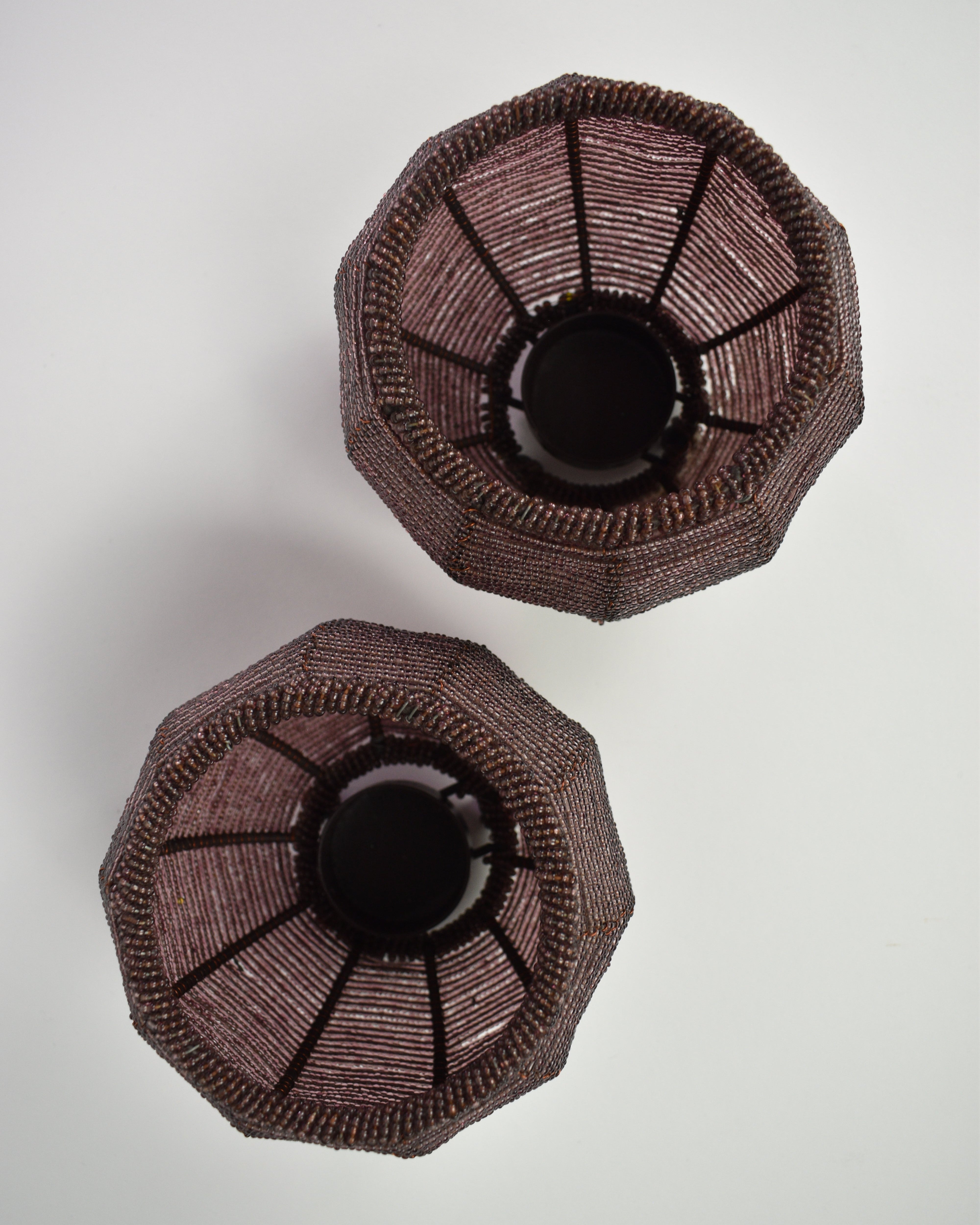 Purple Beaded Candle Holders