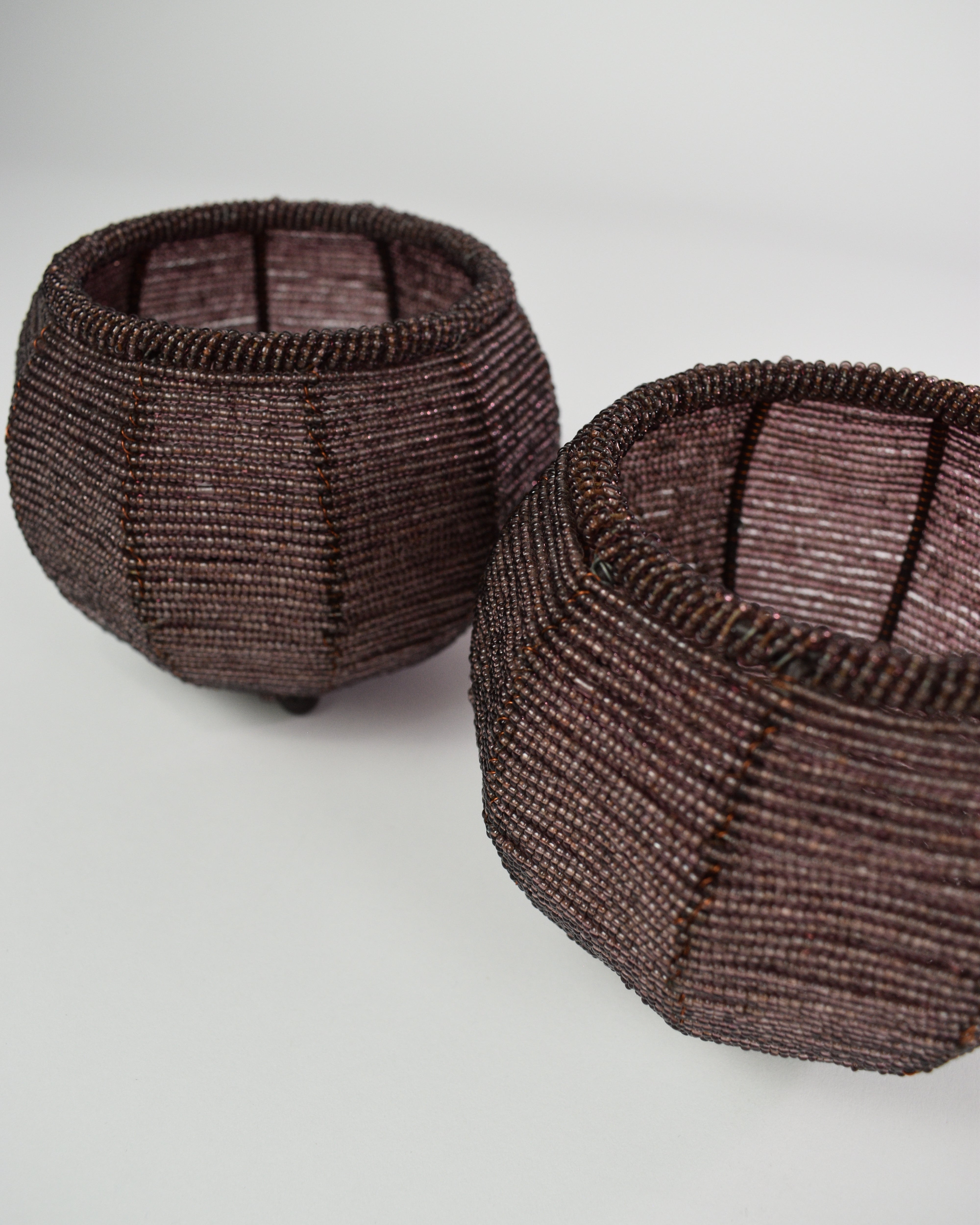 Purple Beaded Candle Holders