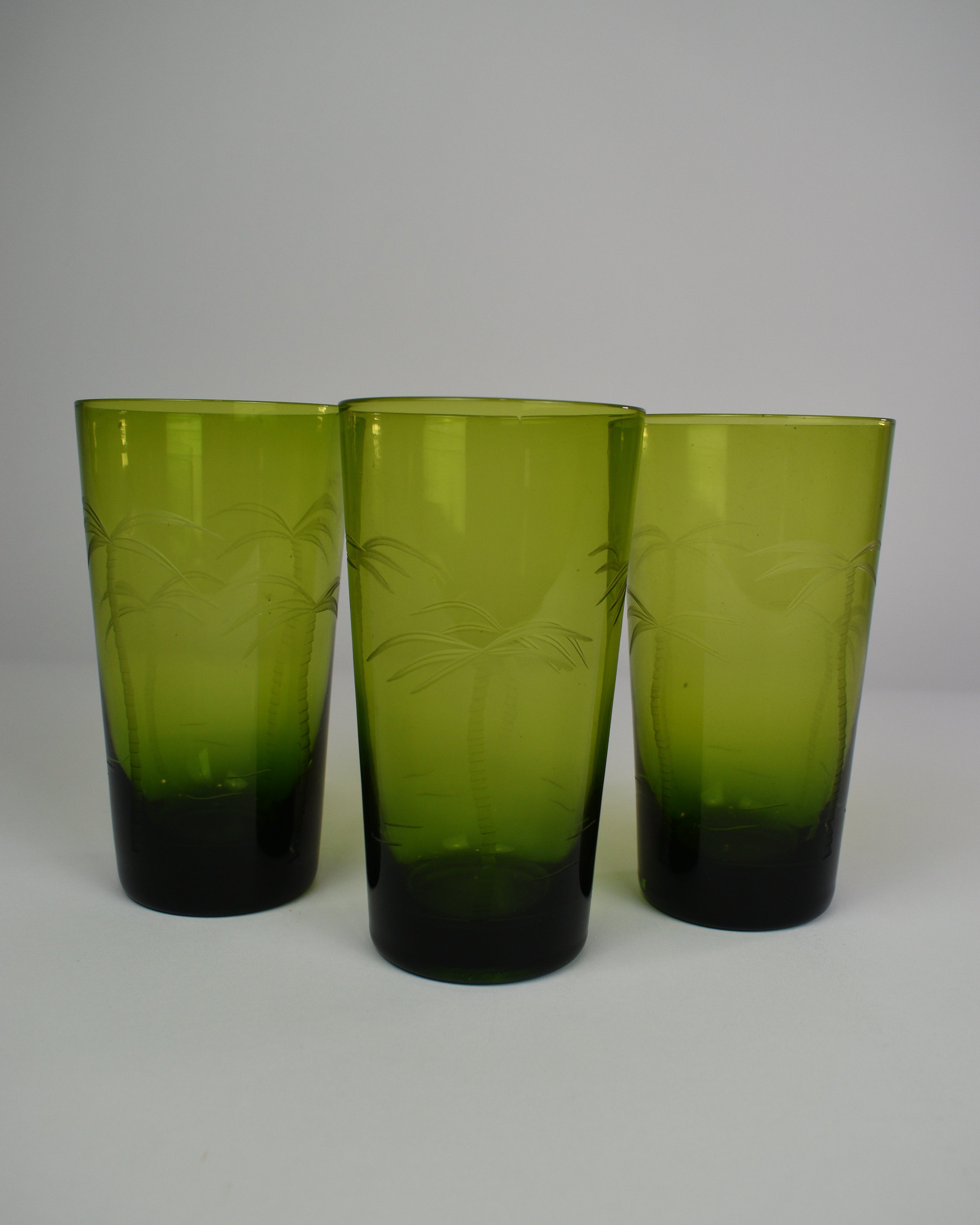 Green Palm Trees Drinking Glasses