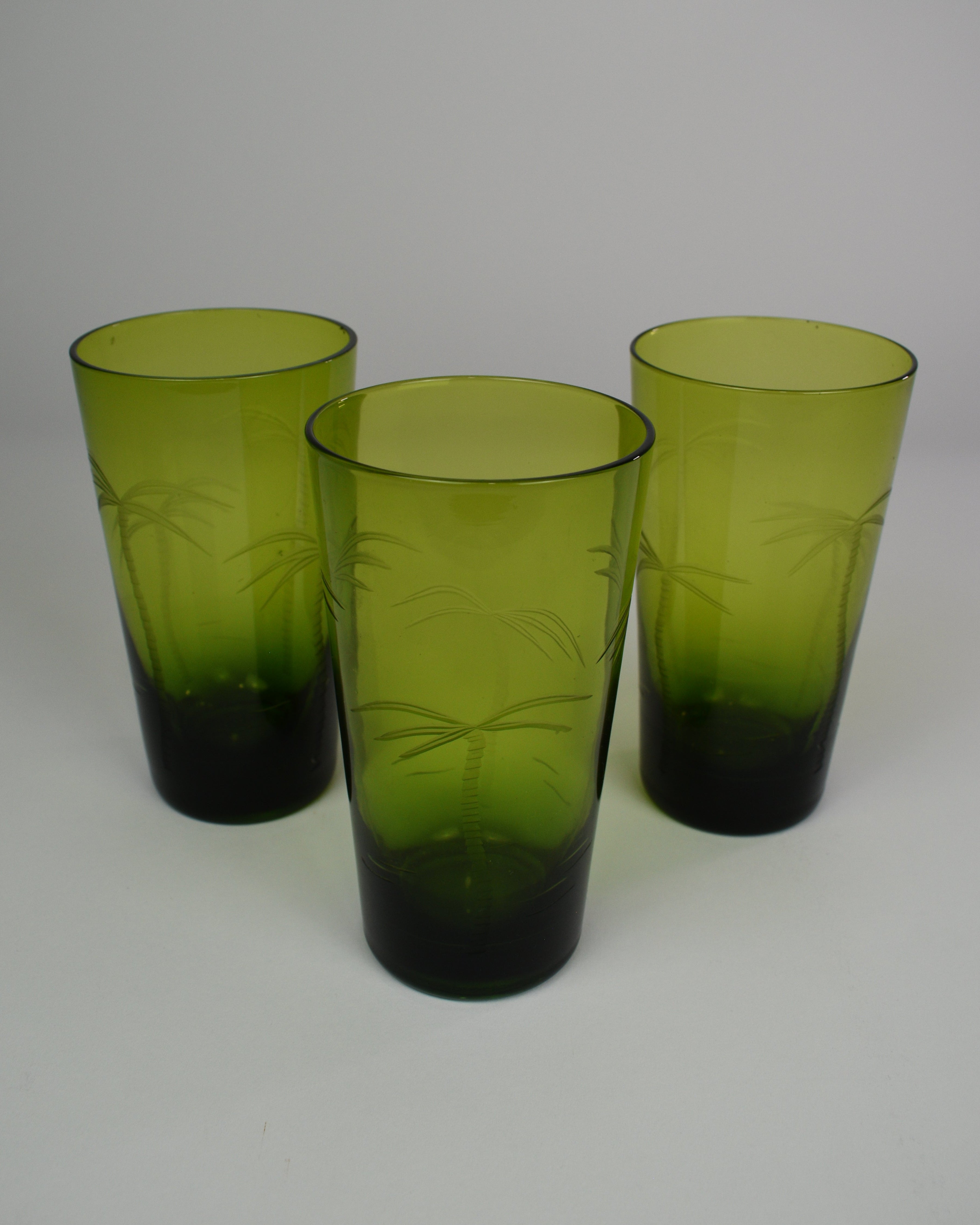 Green Palm Trees Drinking Glasses