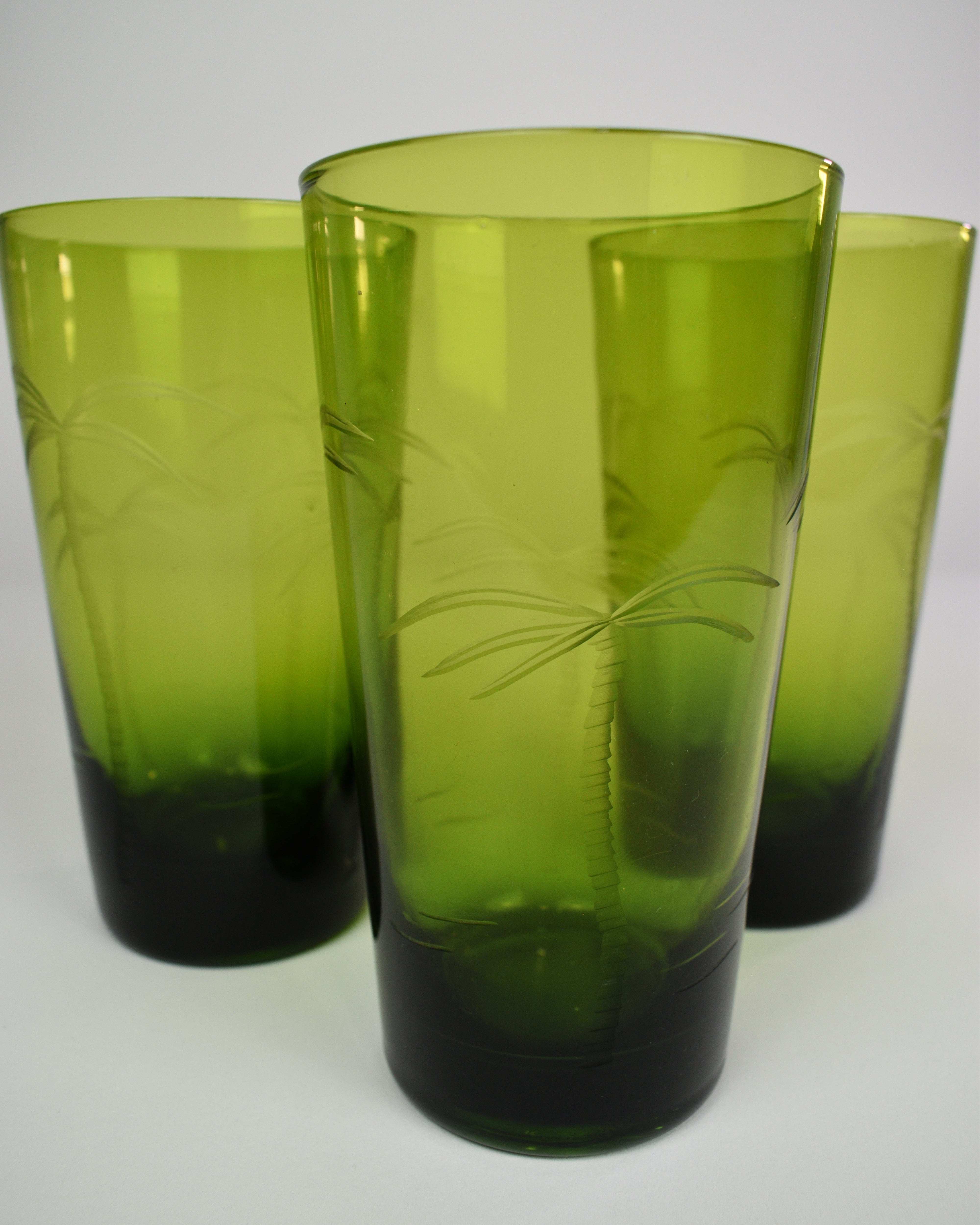Green Palm Trees Drinking Glasses
