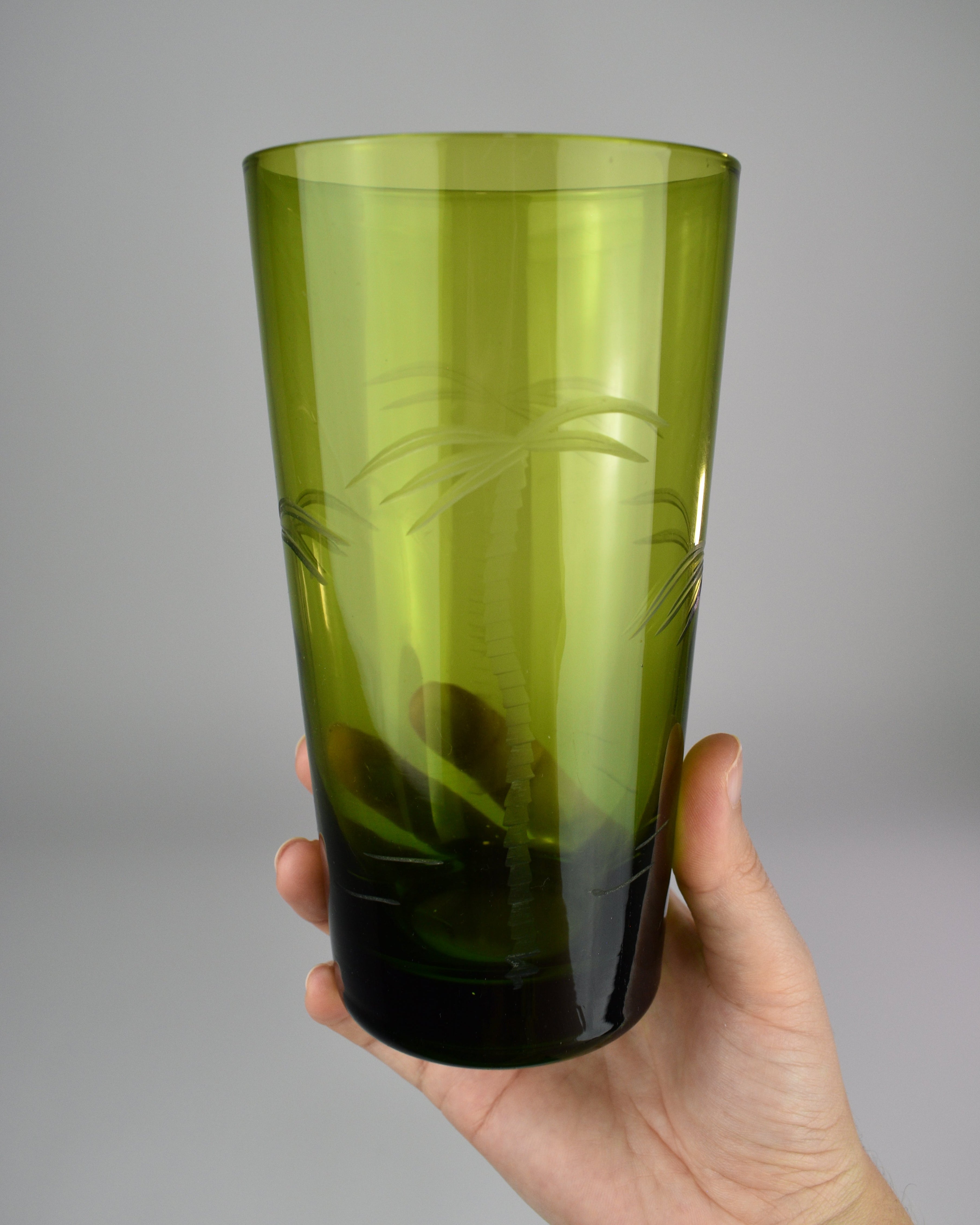 Green Palm Trees Drinking Glasses