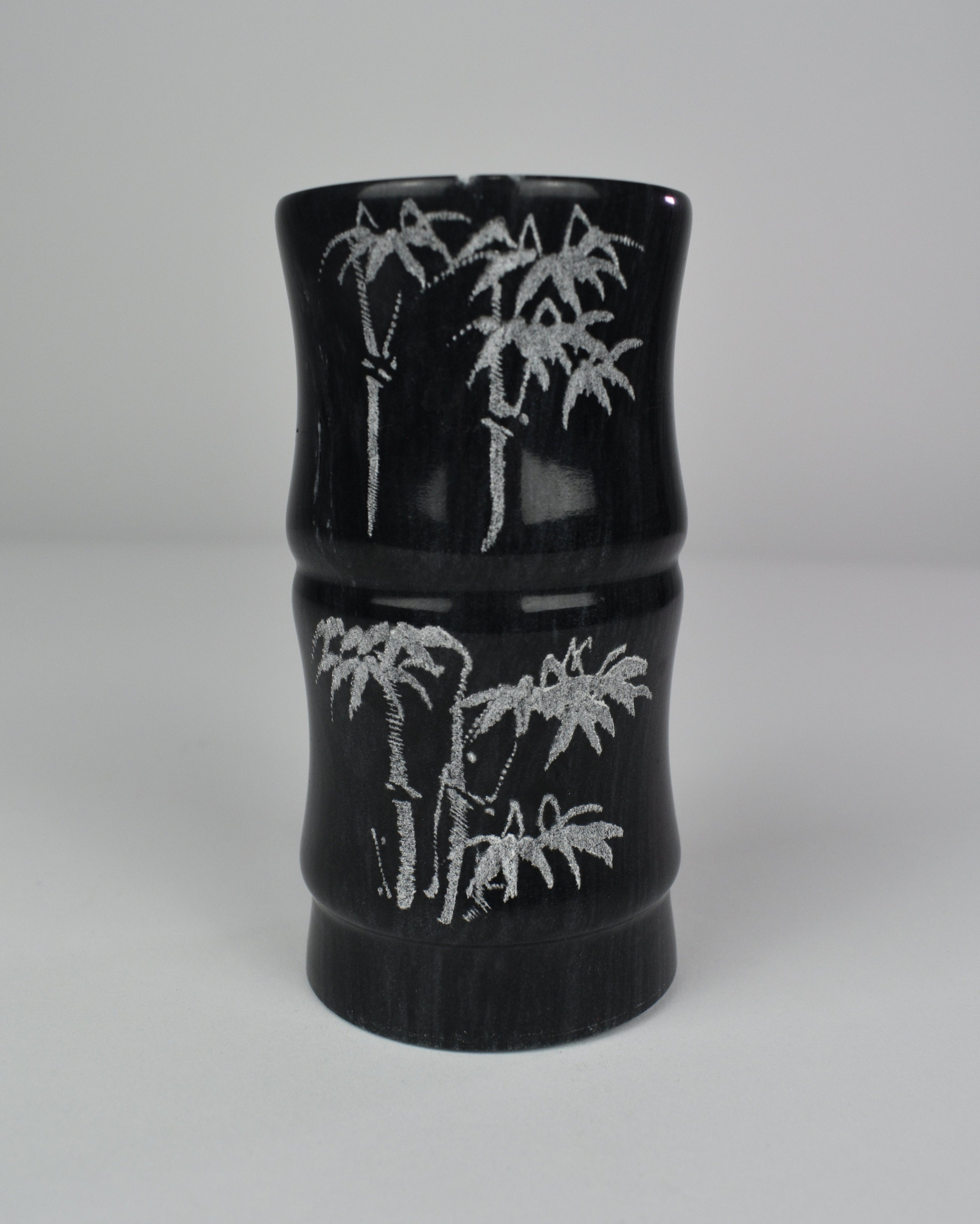 Black Bamboo Etched Palm Tree Vase
