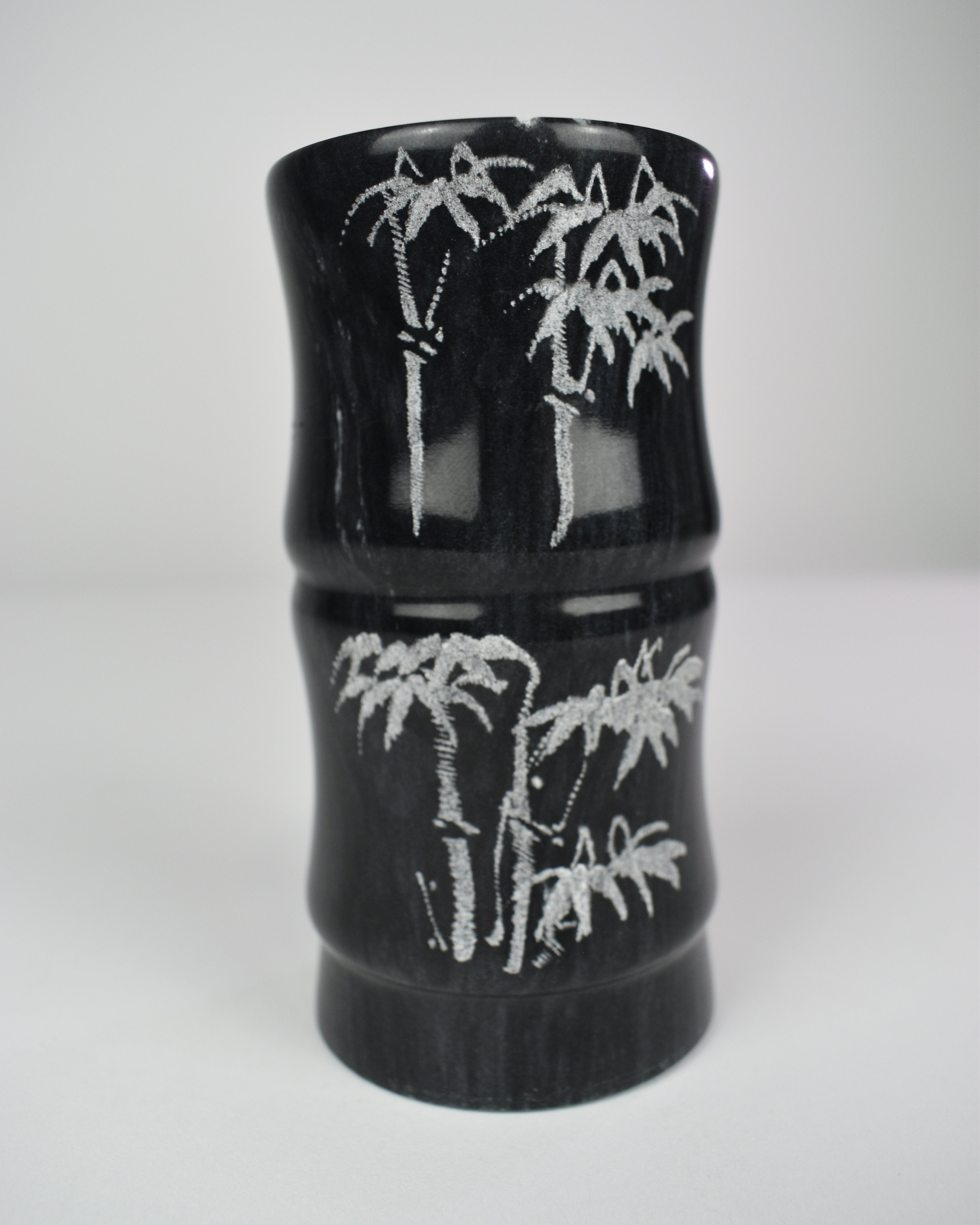 Black Bamboo Etched Palm Tree Vase