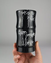 Black Bamboo Etched Palm Tree Vase