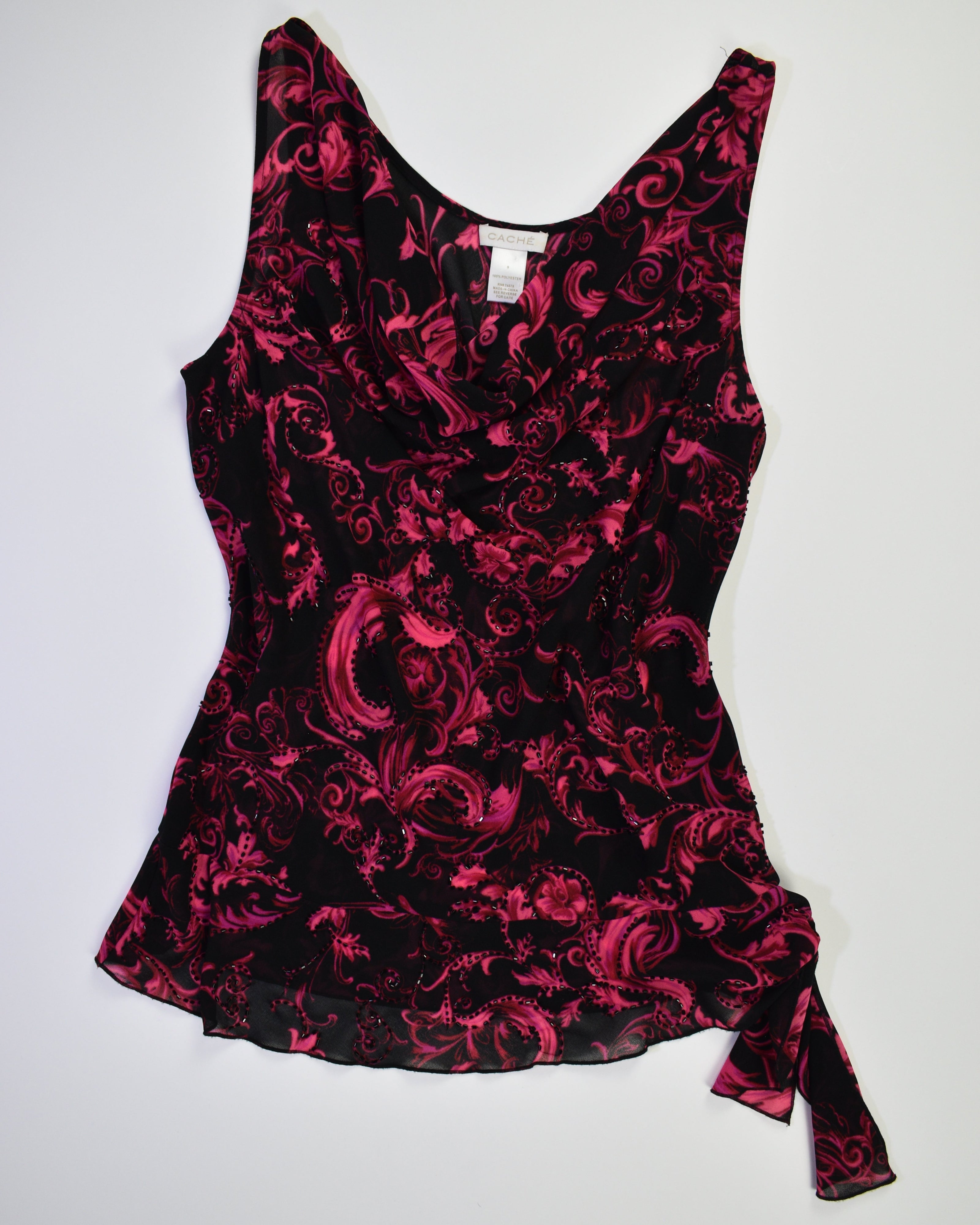 Cache Black & Pink Floral Tank