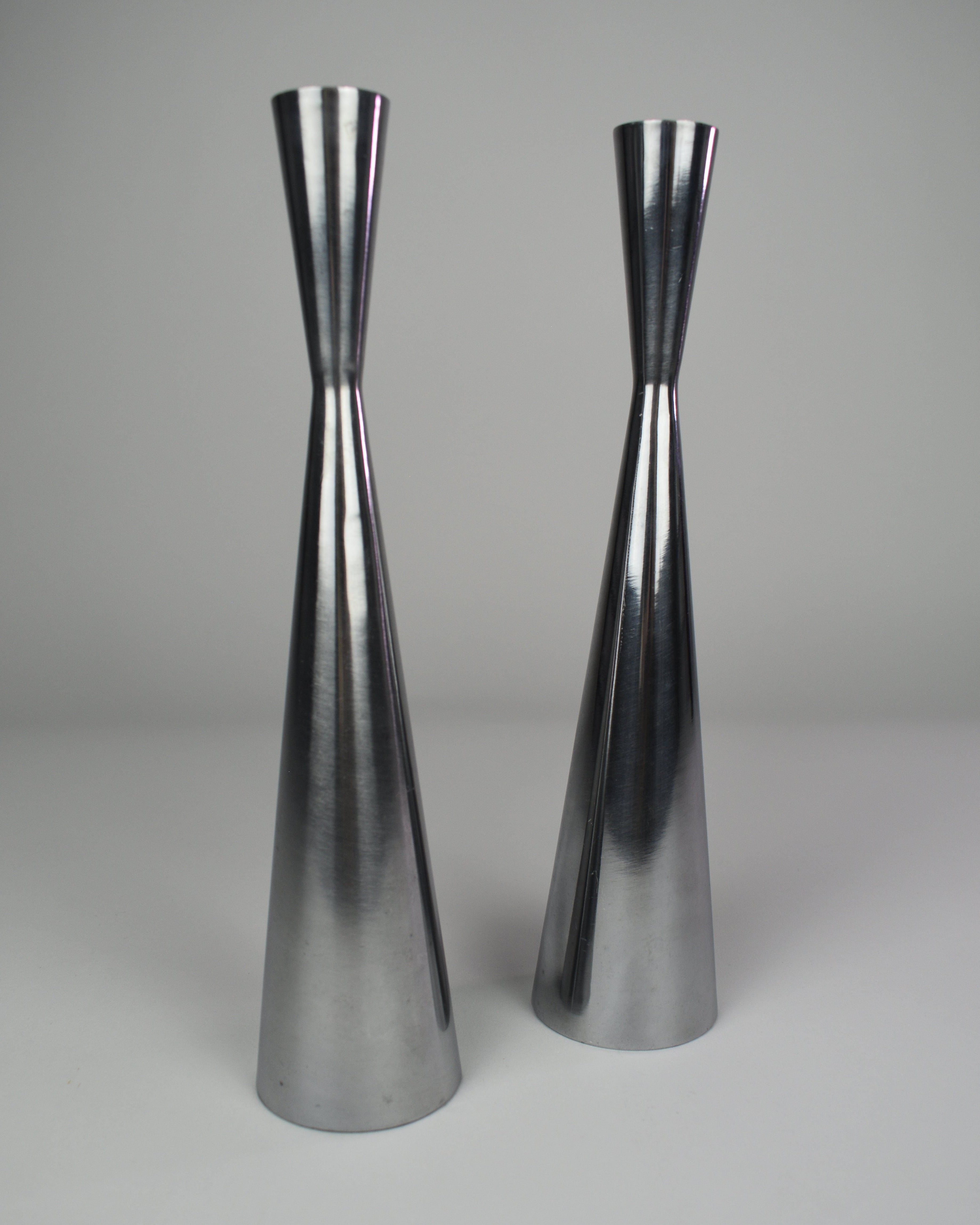 Chrome Space Age Candle Holders
