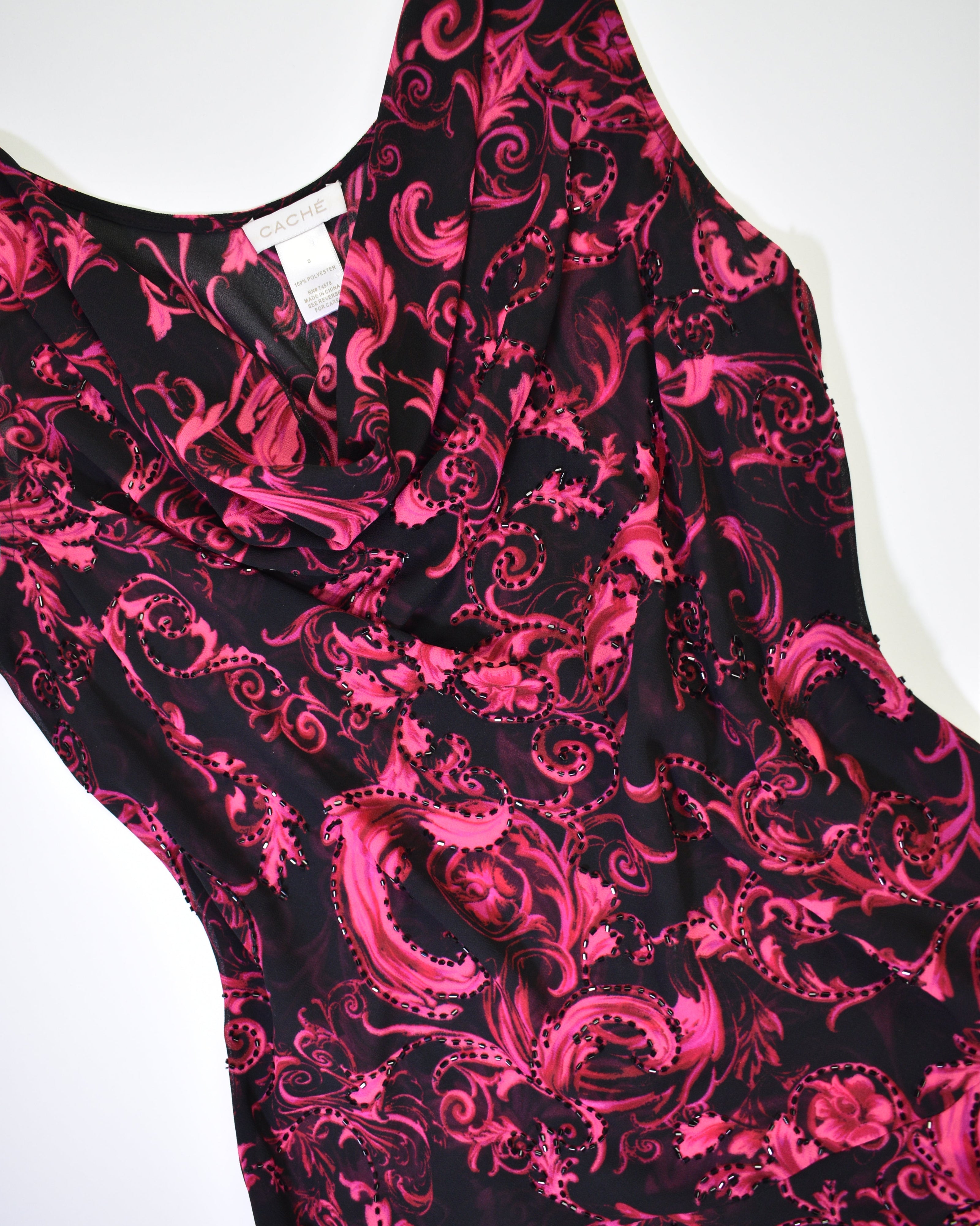 Cache Black & Pink Floral Tank