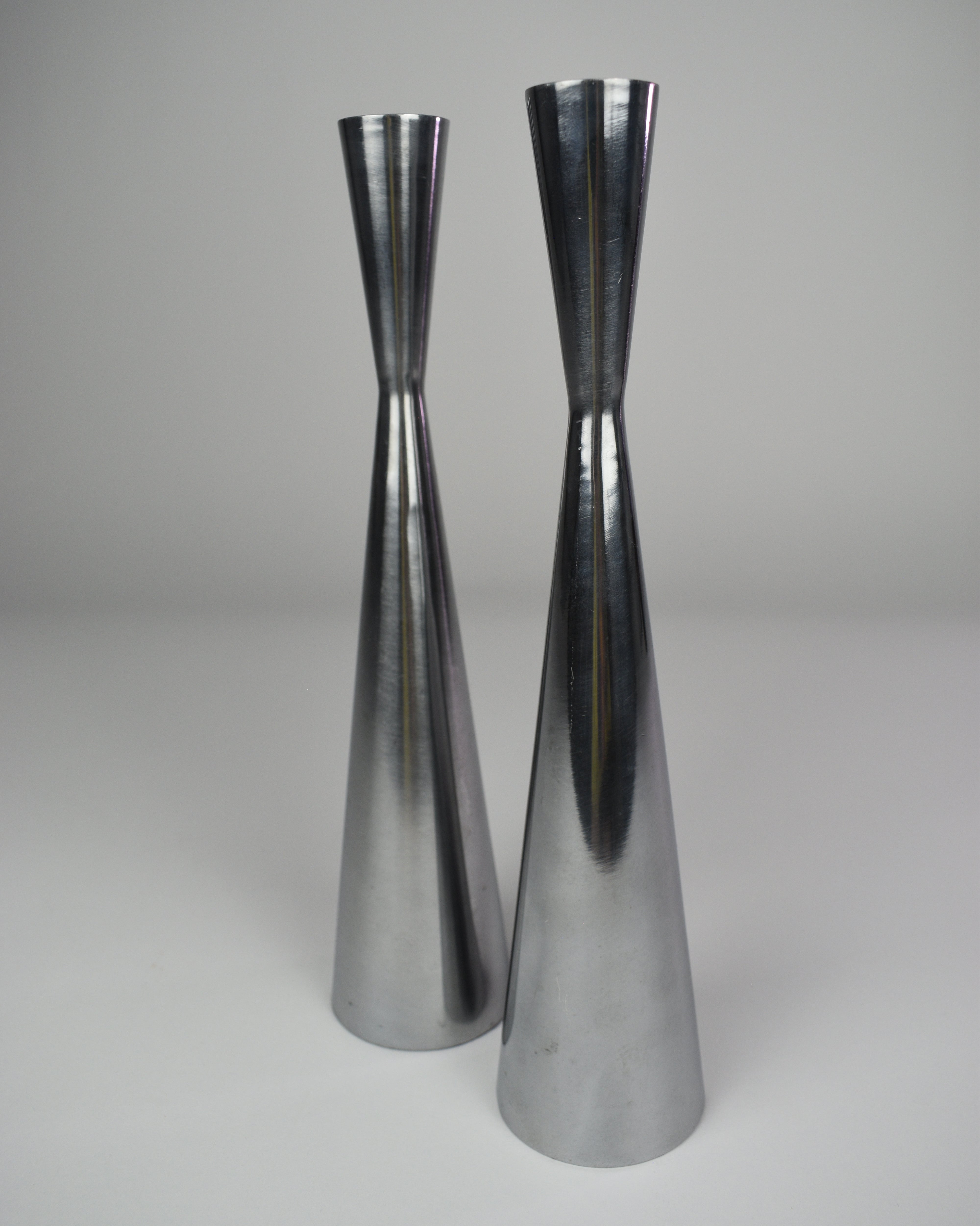 Chrome Space Age Candle Holders