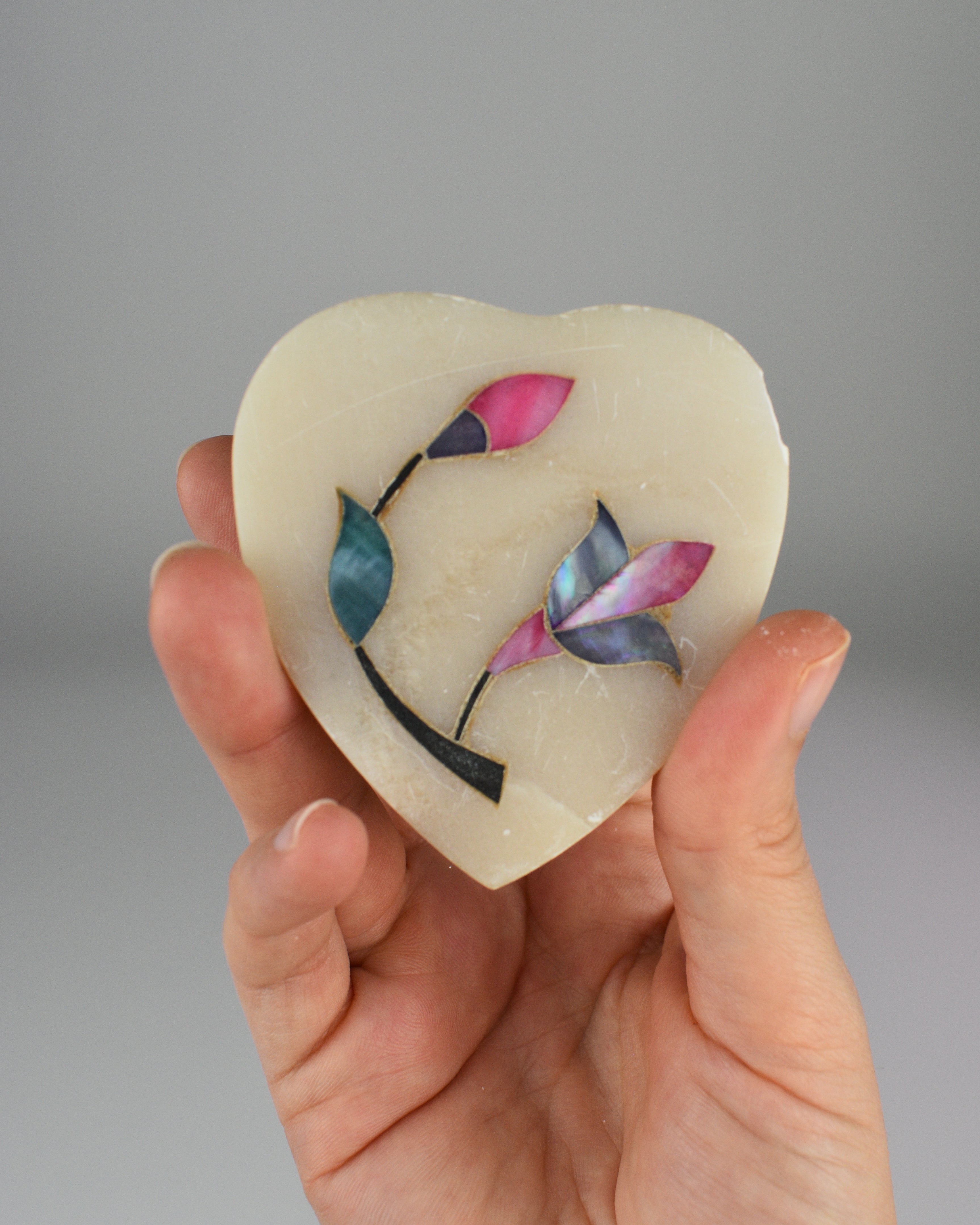 Marble Rose Jewelry Heart Box