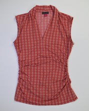 Red & White Printed Tank