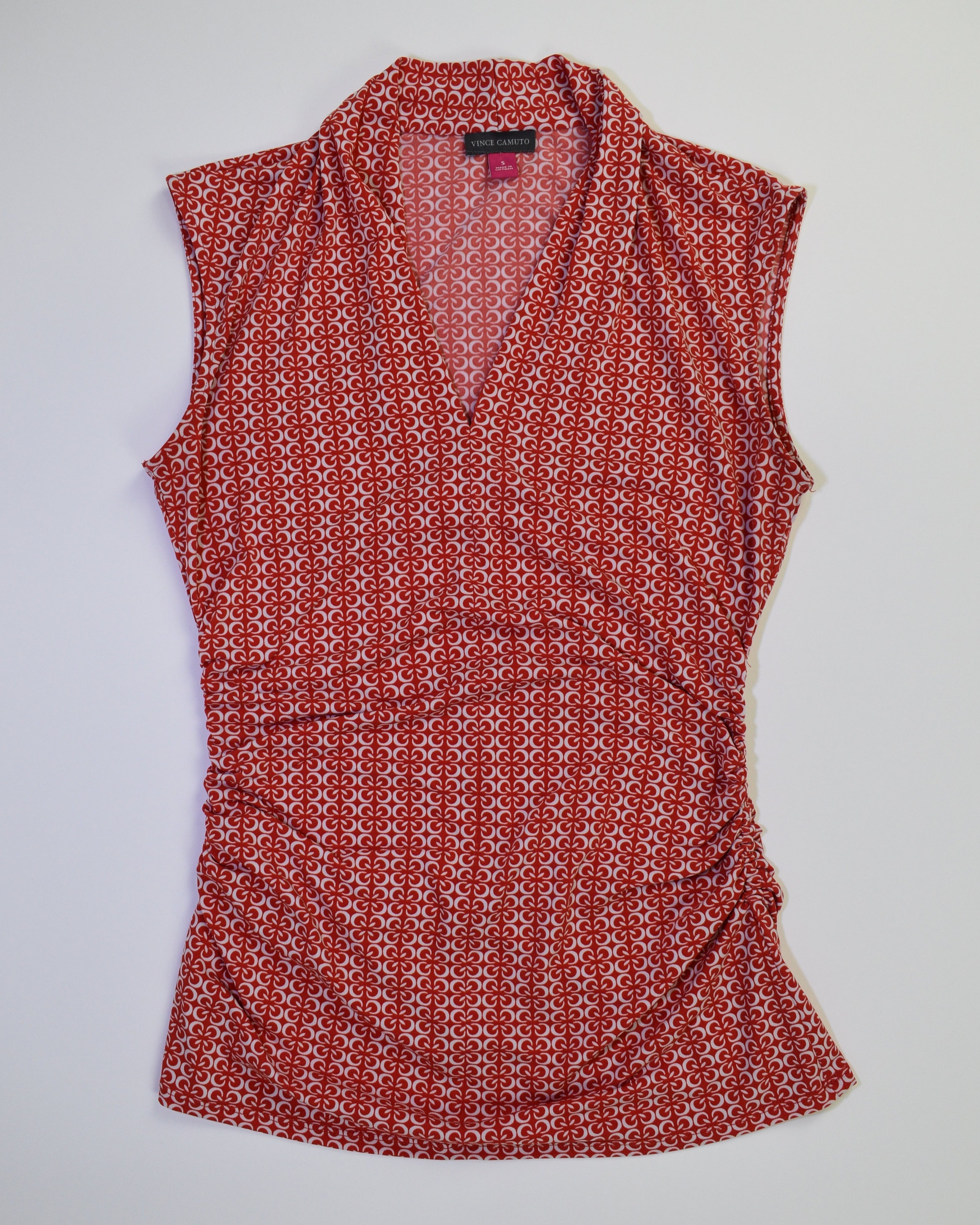 Red & White Printed Tank