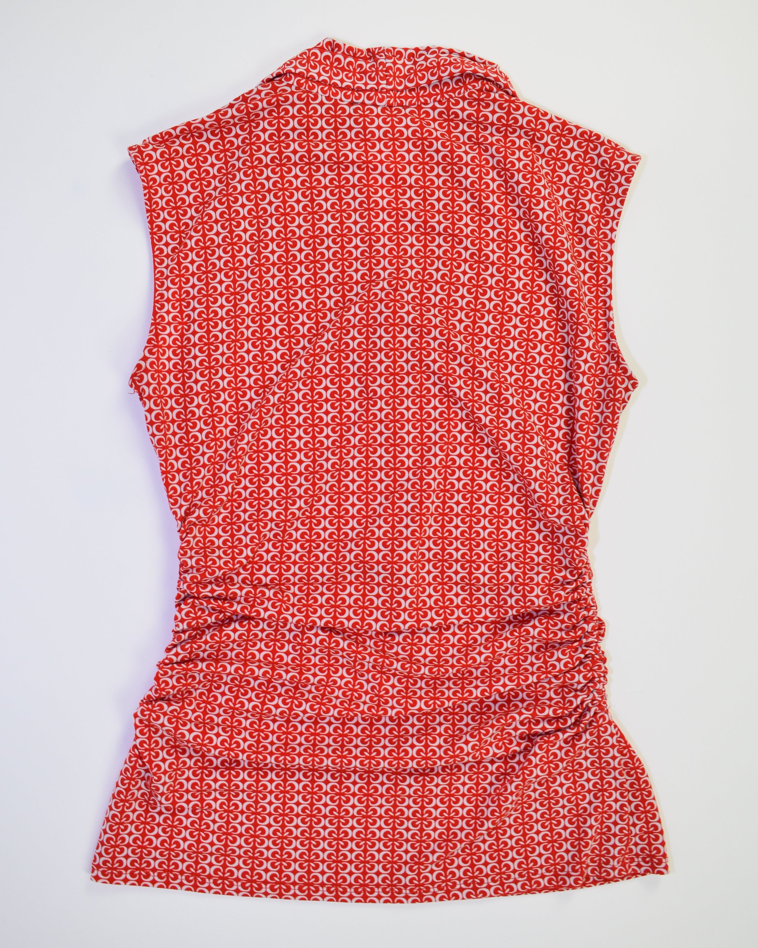 Red & White Printed Tank