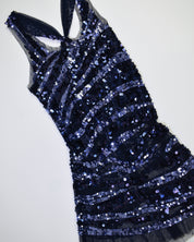 Blue Sequin Tank Top