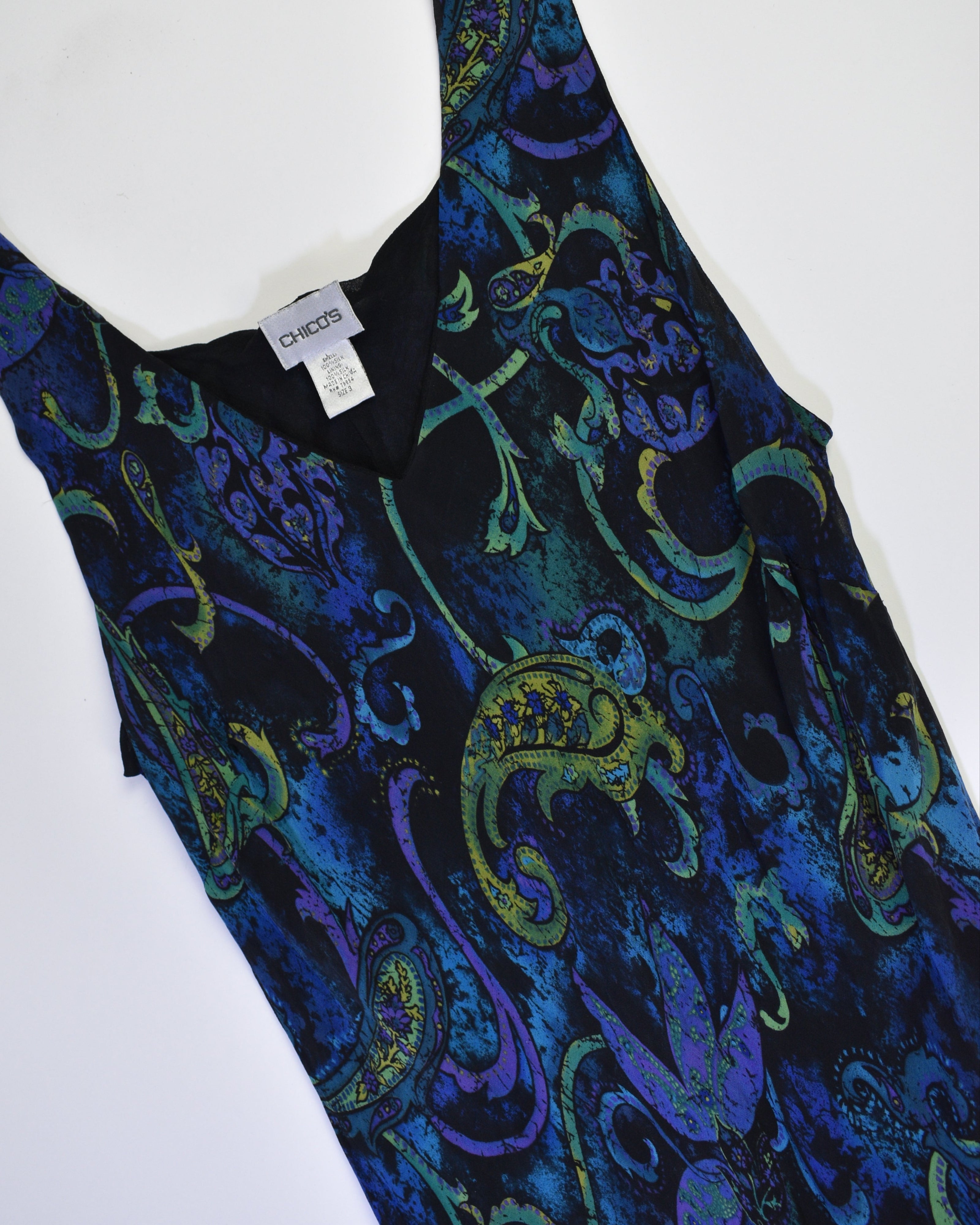Paisley Silk Ruffle Dress