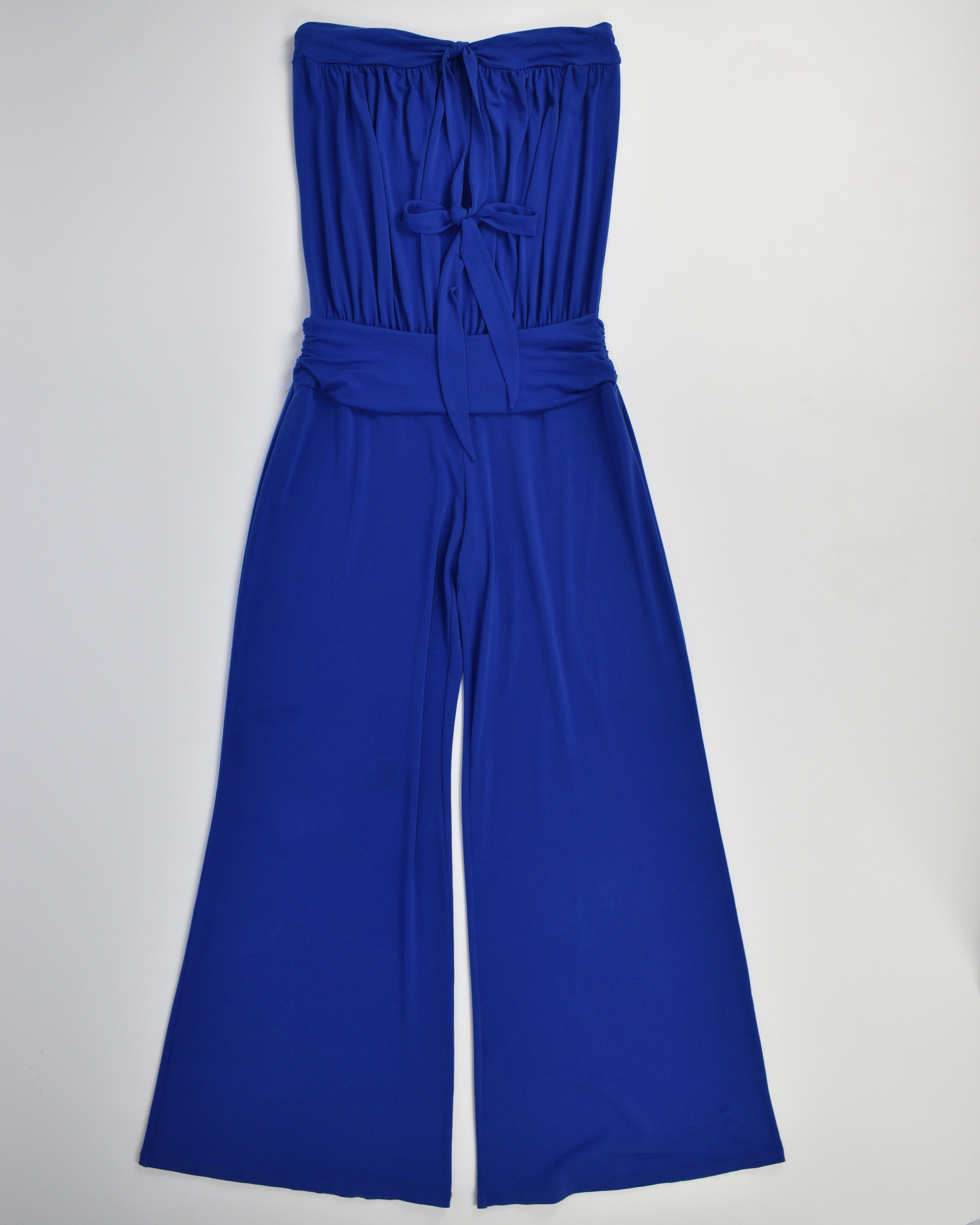 Blue Halter 70's Disco Style Jumpsuit