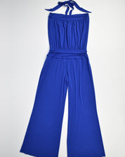 Blue Halter 70's Disco Style Jumpsuit