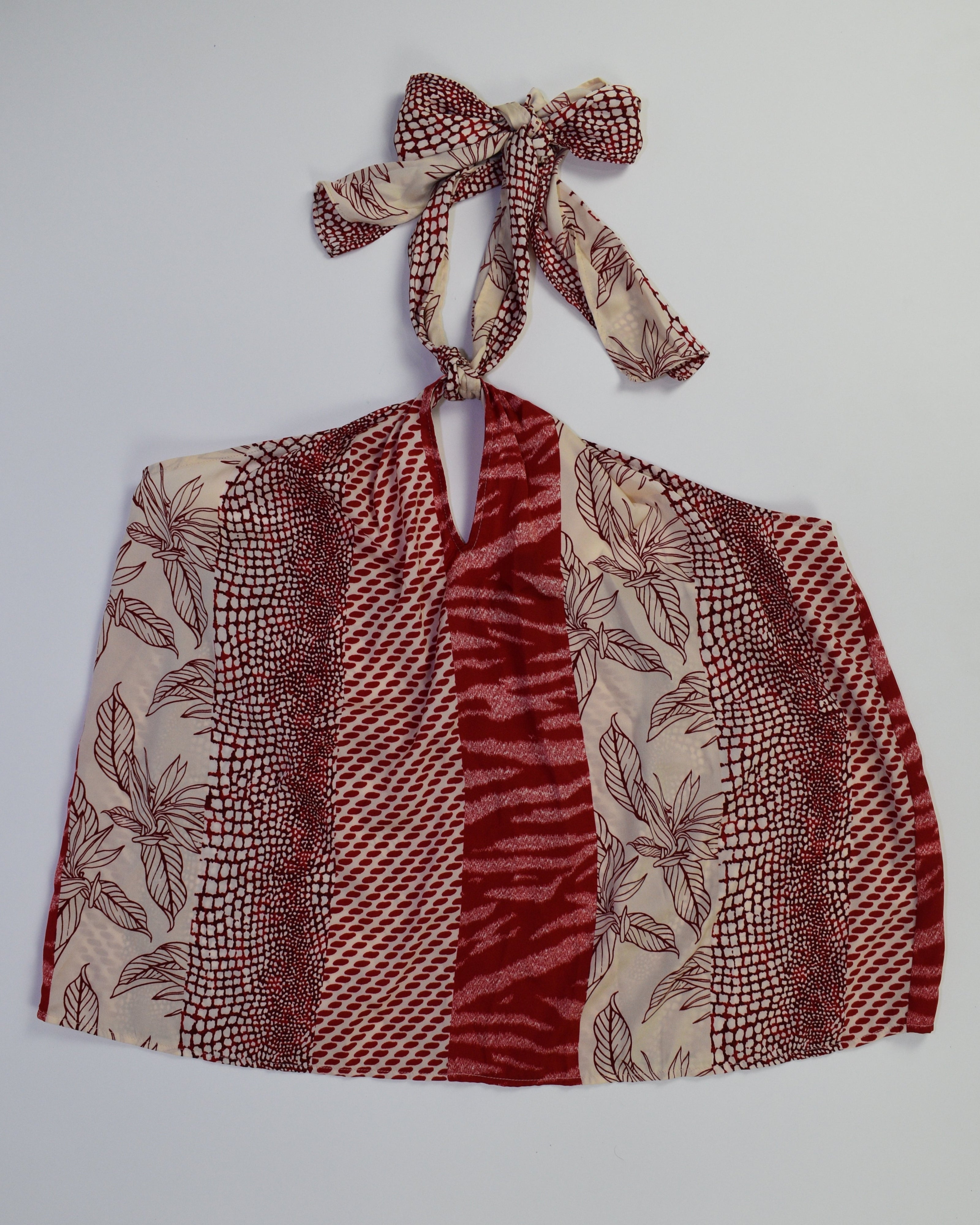 Red & White Printed Tube-top