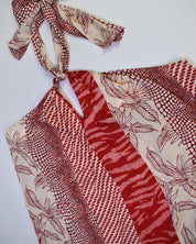 Red & White Printed Tube-top