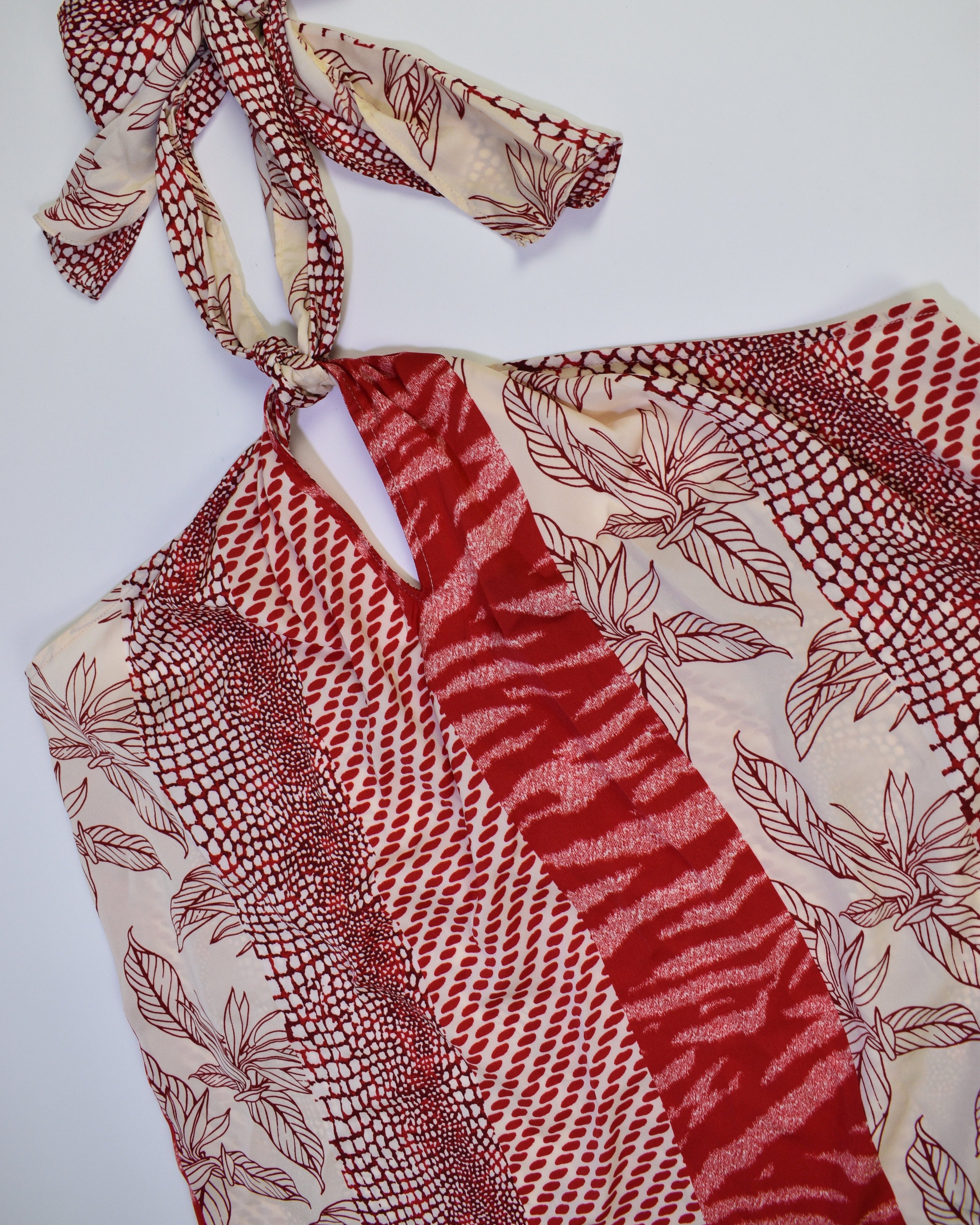 Red & White Printed Tube-top