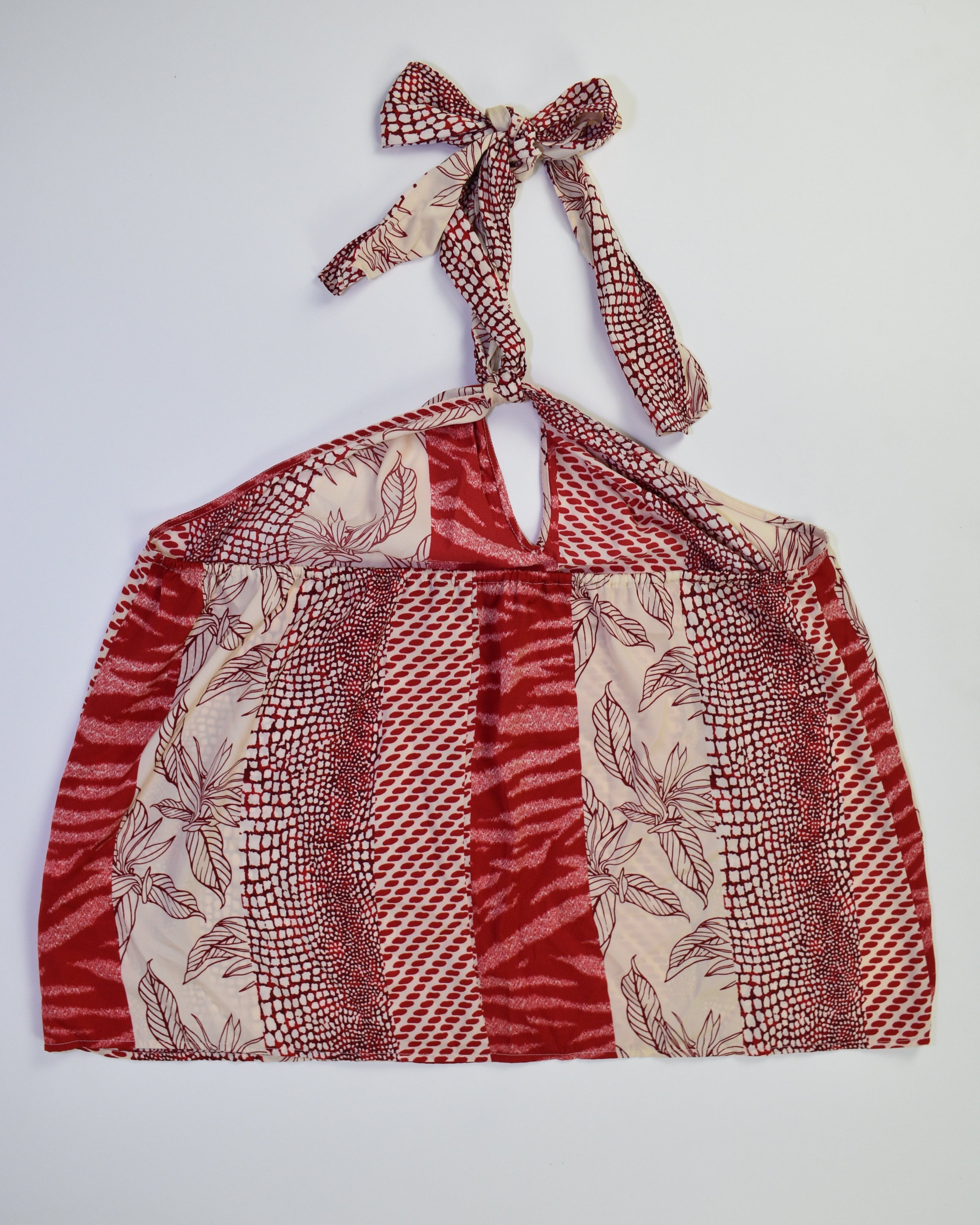 Red & White Printed Tube-top