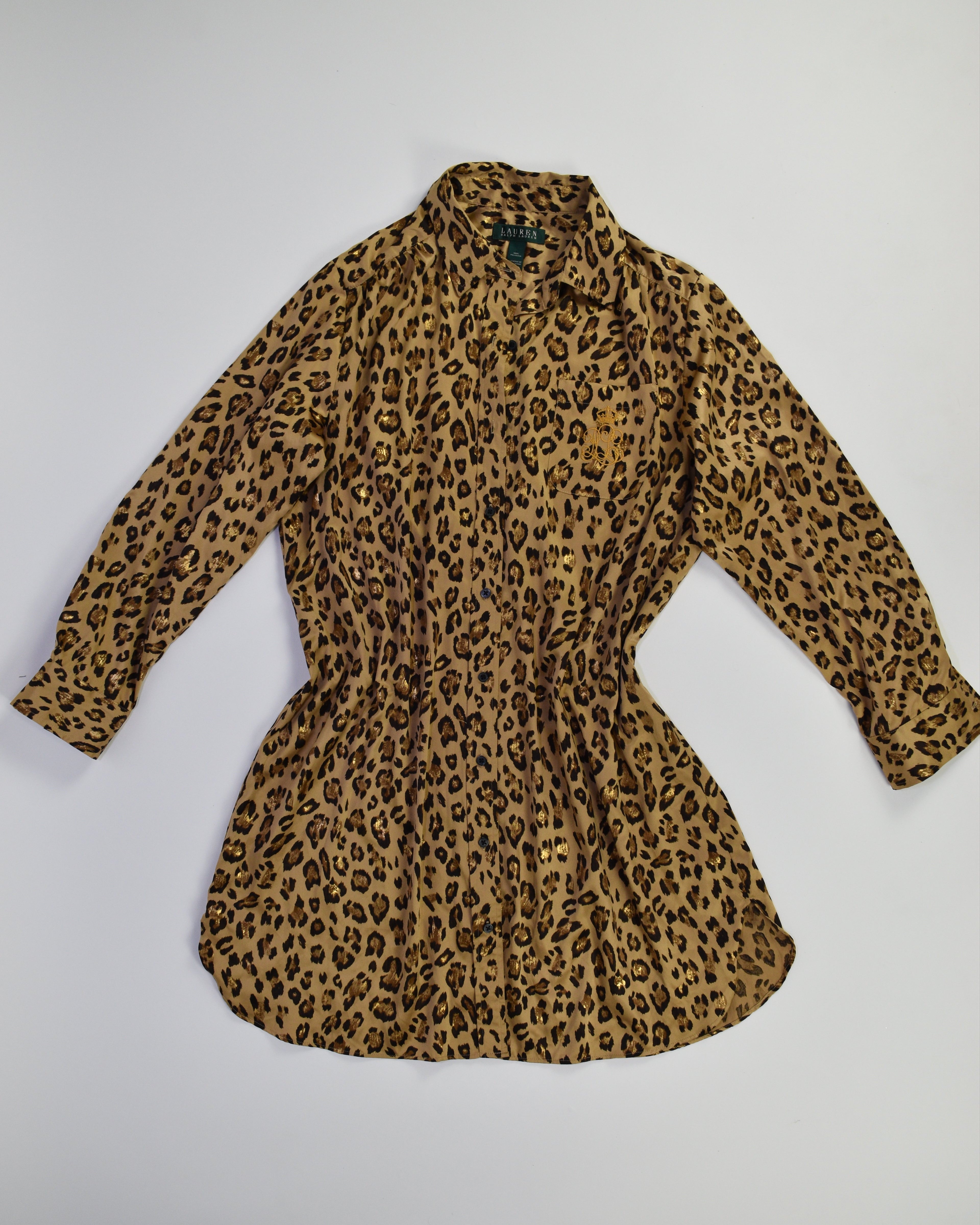 Cheetah Silky Long Sleeve Dress