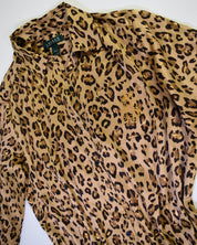 Cheetah Silky Long Sleeve Dress