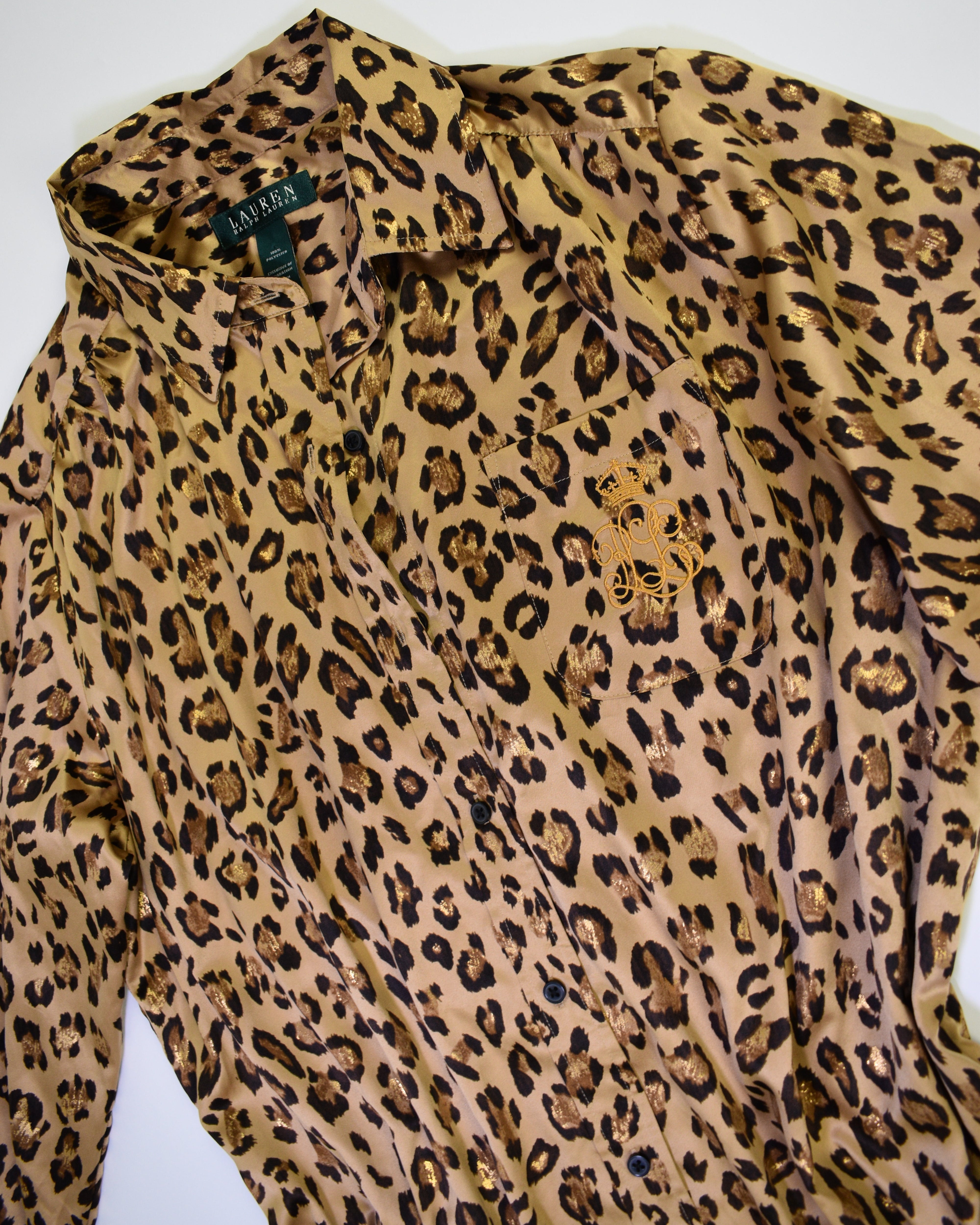 Cheetah Silky Long Sleeve Dress