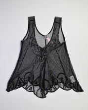 Beaded Black See-through Top