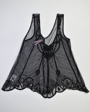 Beaded Black See-through Top