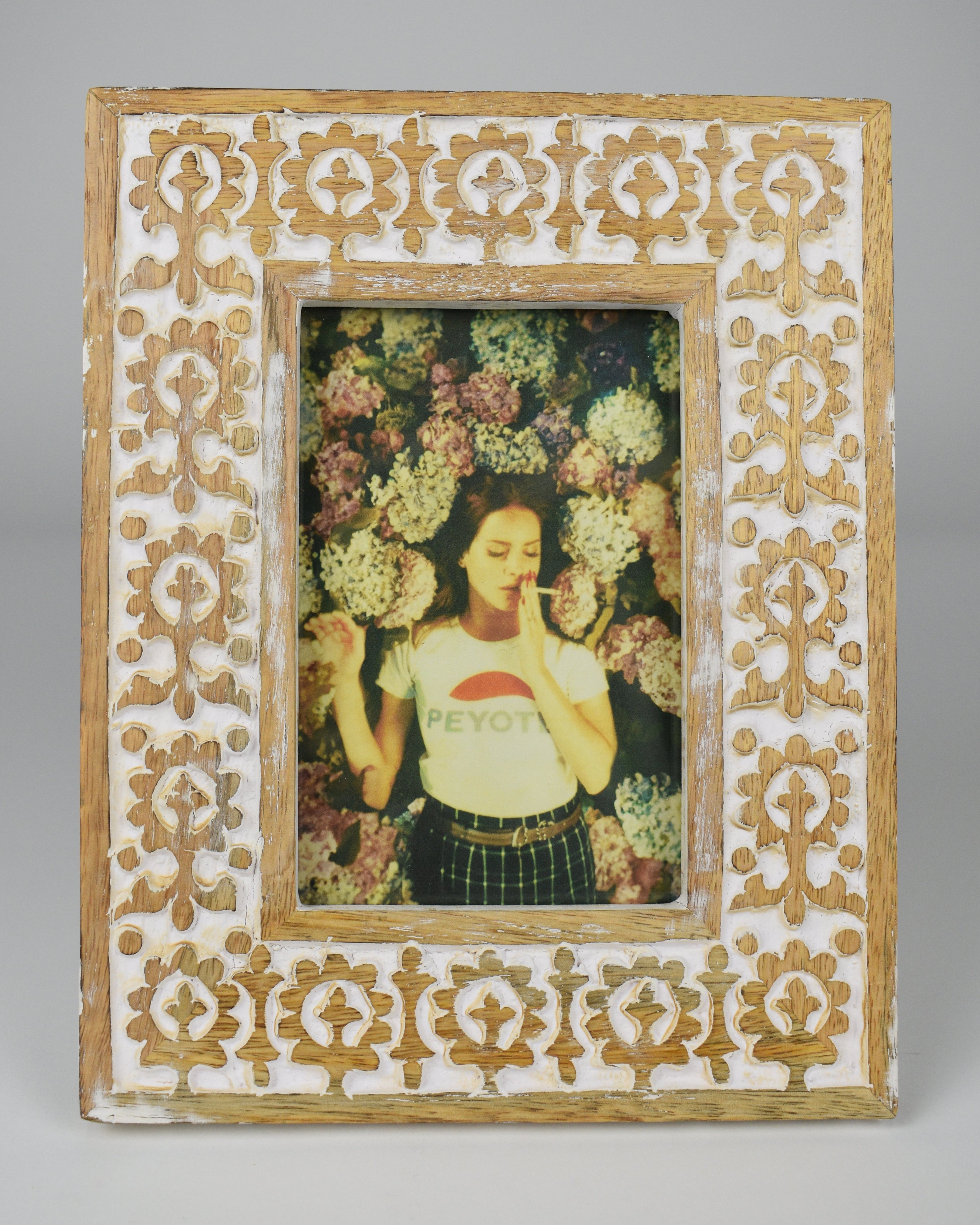 Wooden Boho Floral Picture Frame