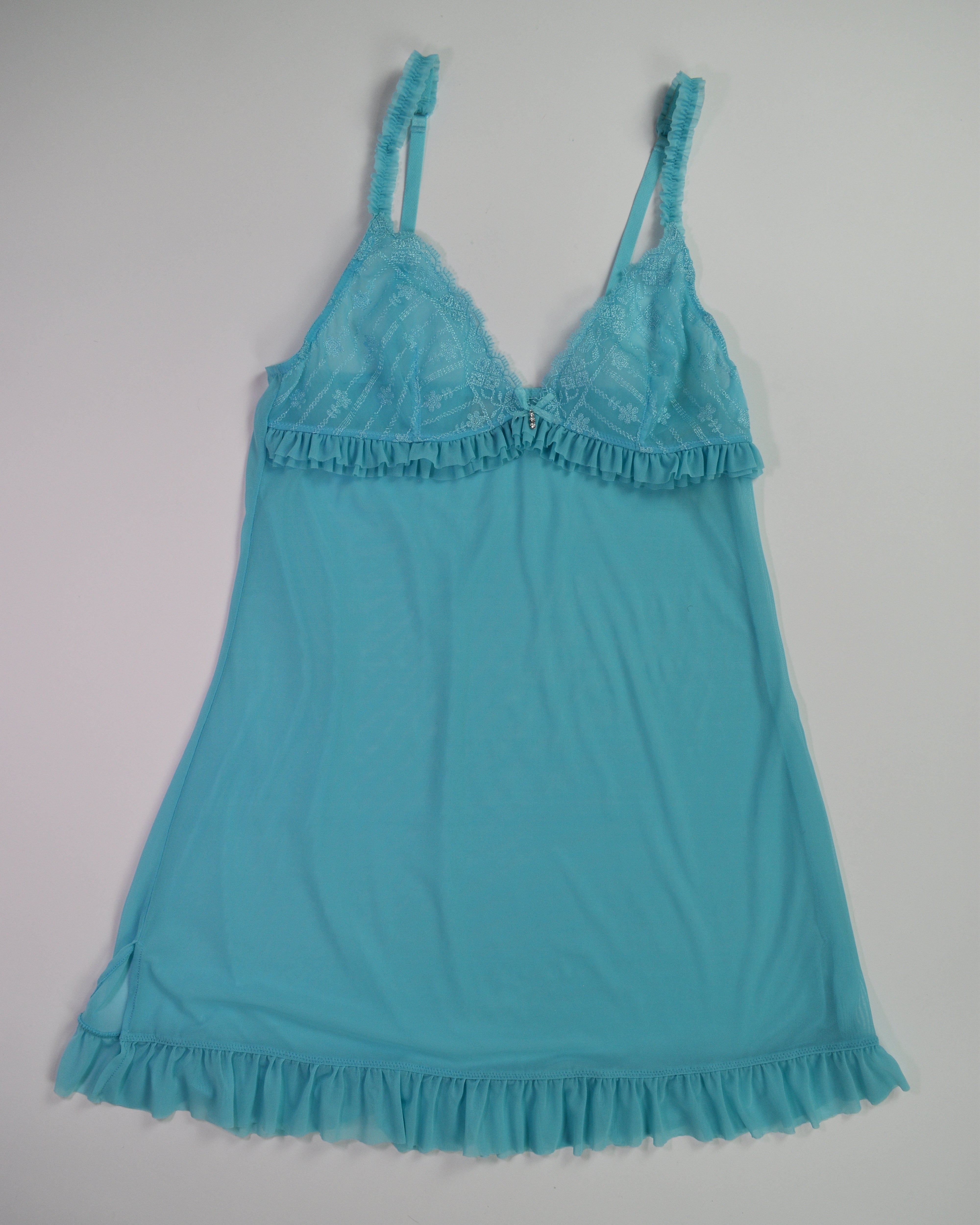 Blue Sabrina See-through Slip Dress