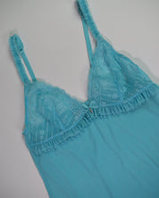 Blue Sabrina See-through Slip Dress