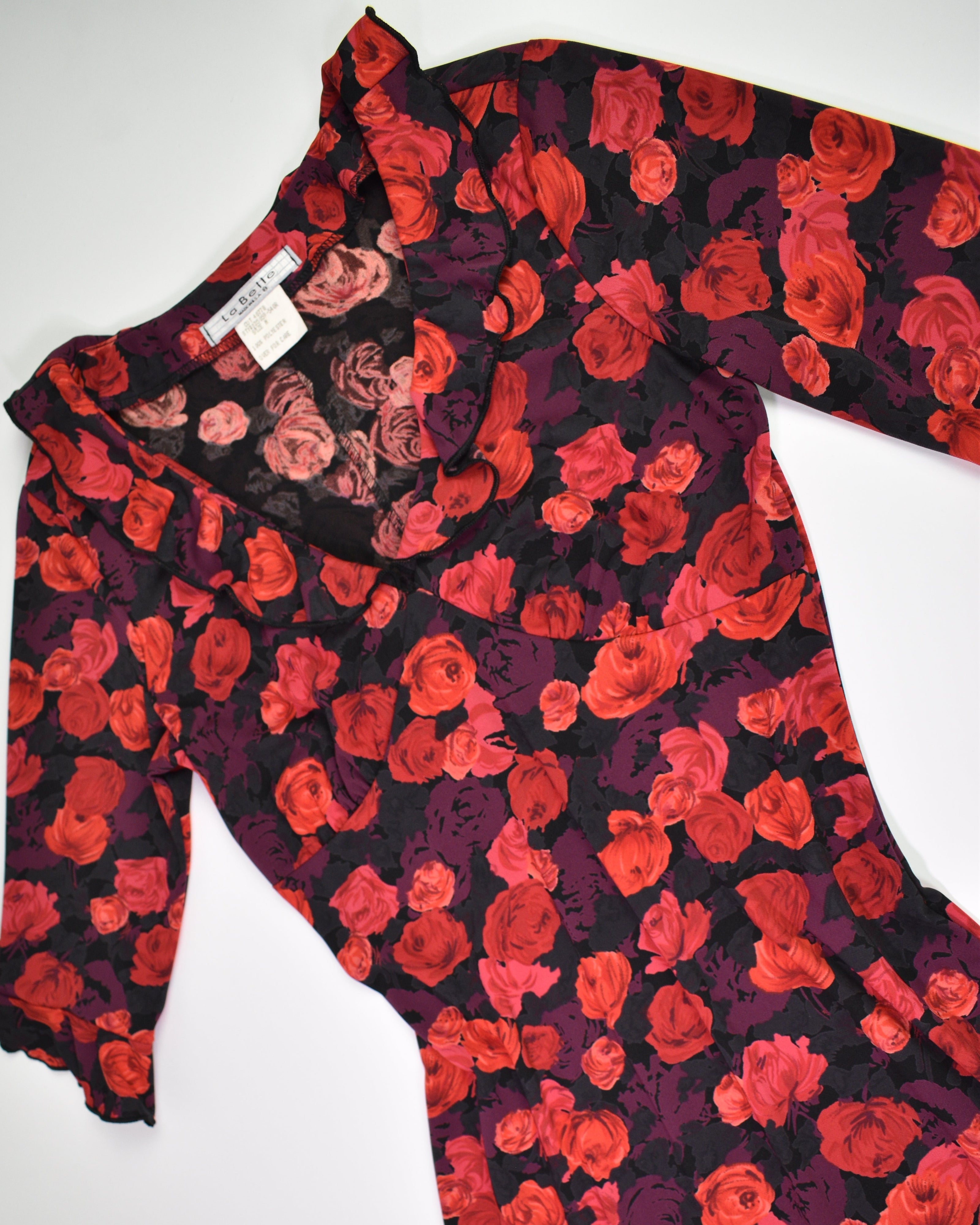 Red Rose Ruffle Dress