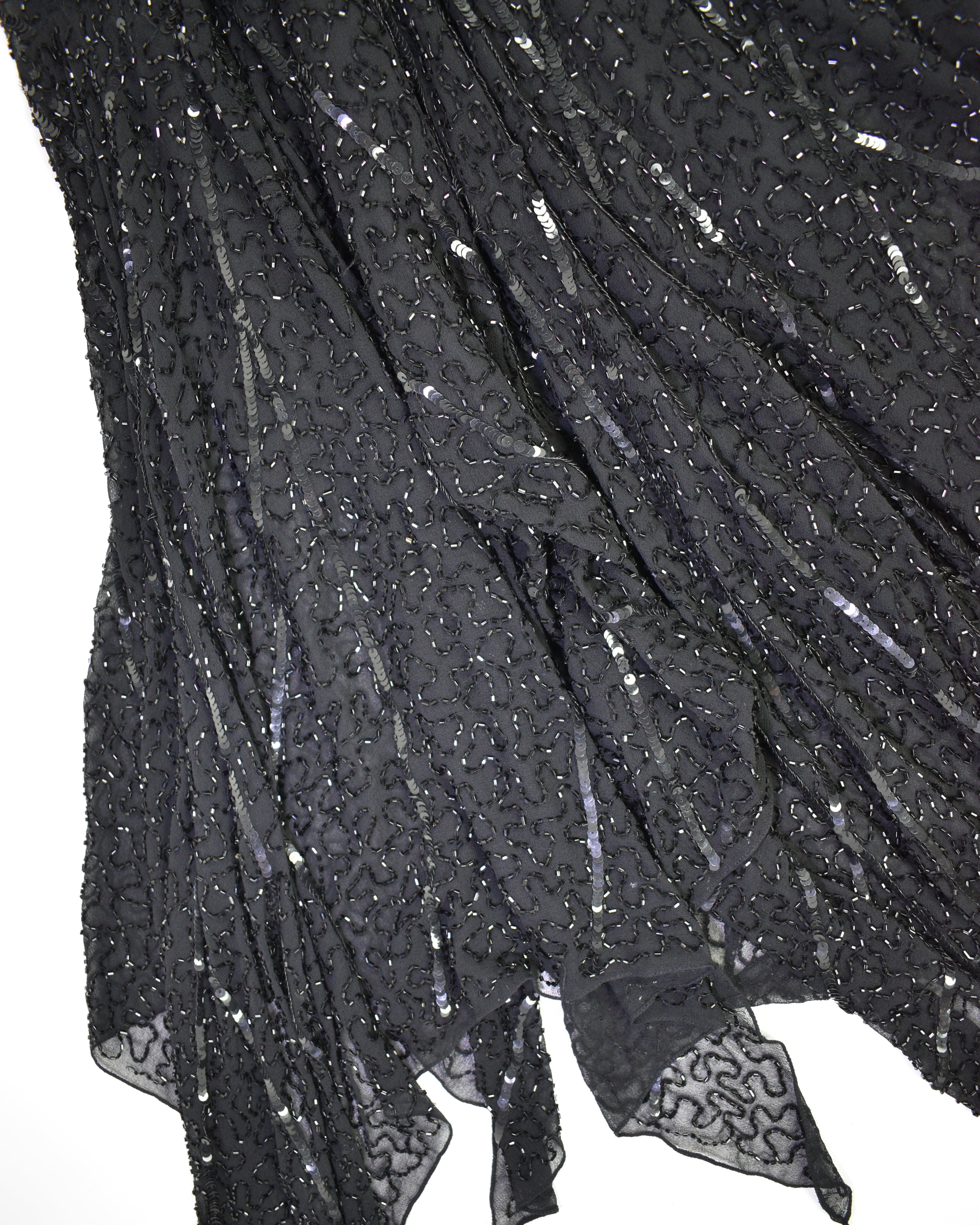 Black Beaded Sequin Formal Dress