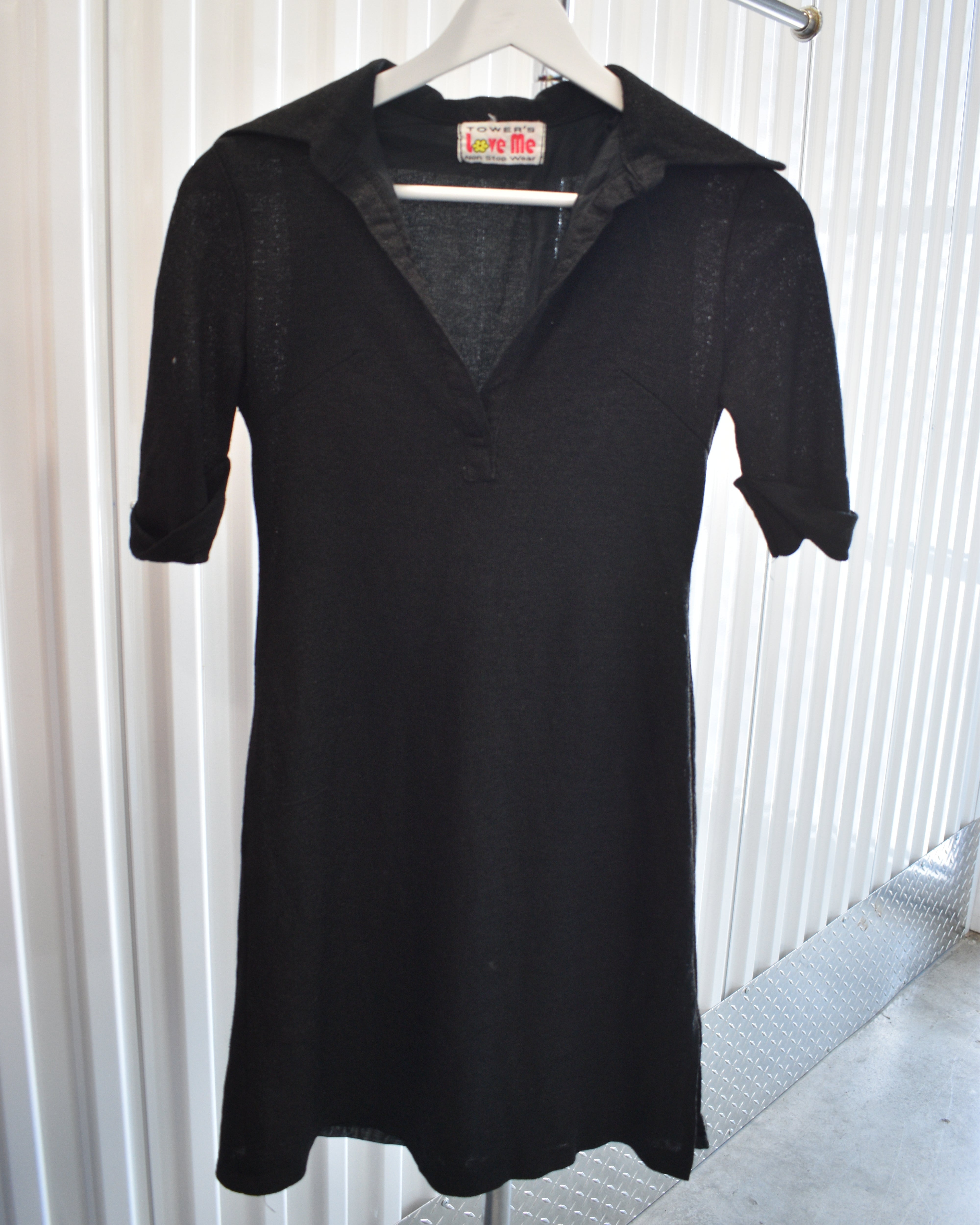 Black 90's Collared Mini Dress