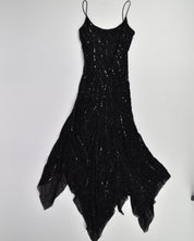 Black Beaded Sequin Formal Dress