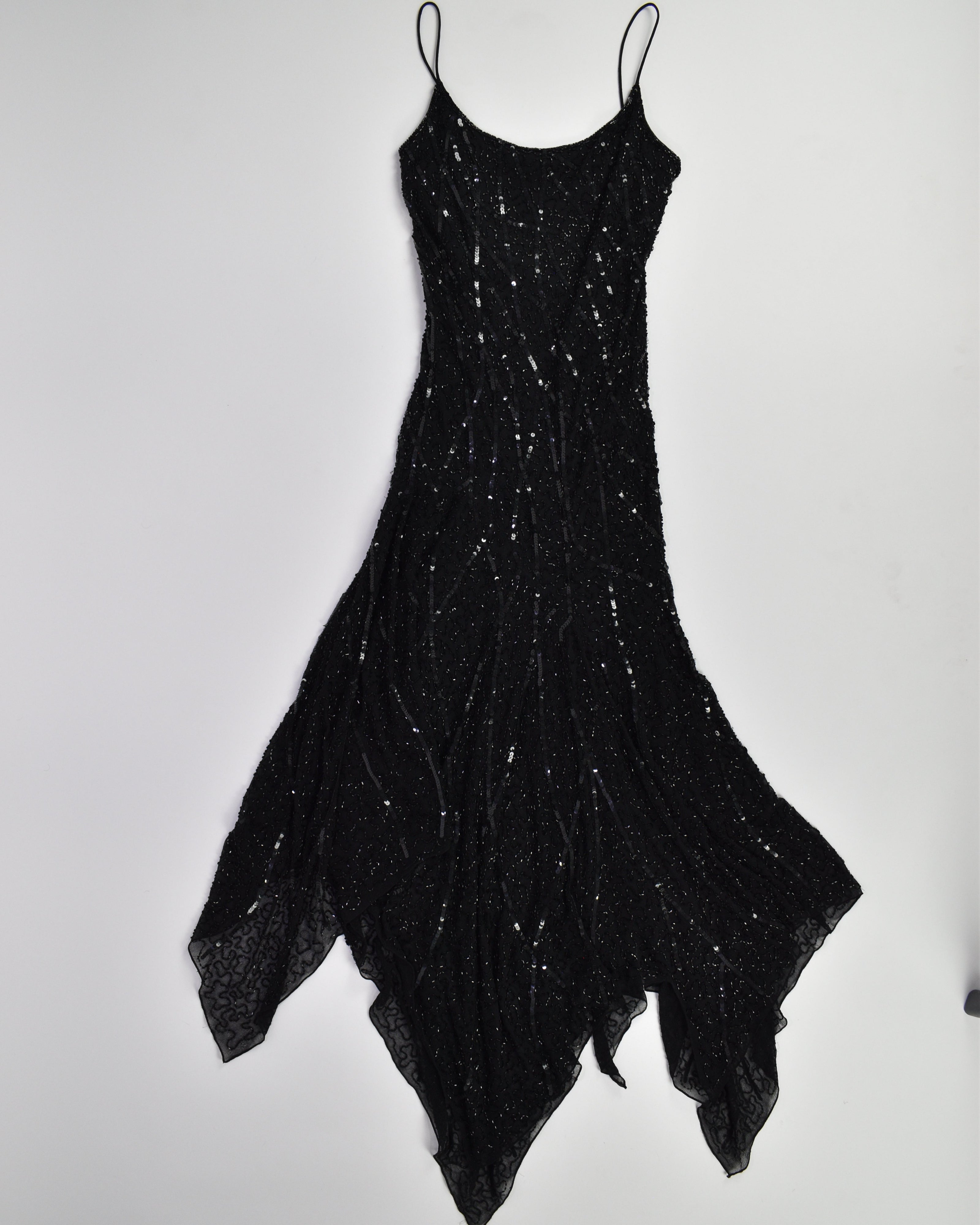 Black Beaded Sequin Formal Dress