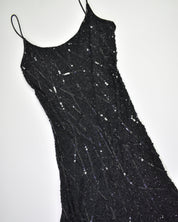 Black Beaded Sequin Formal Dress