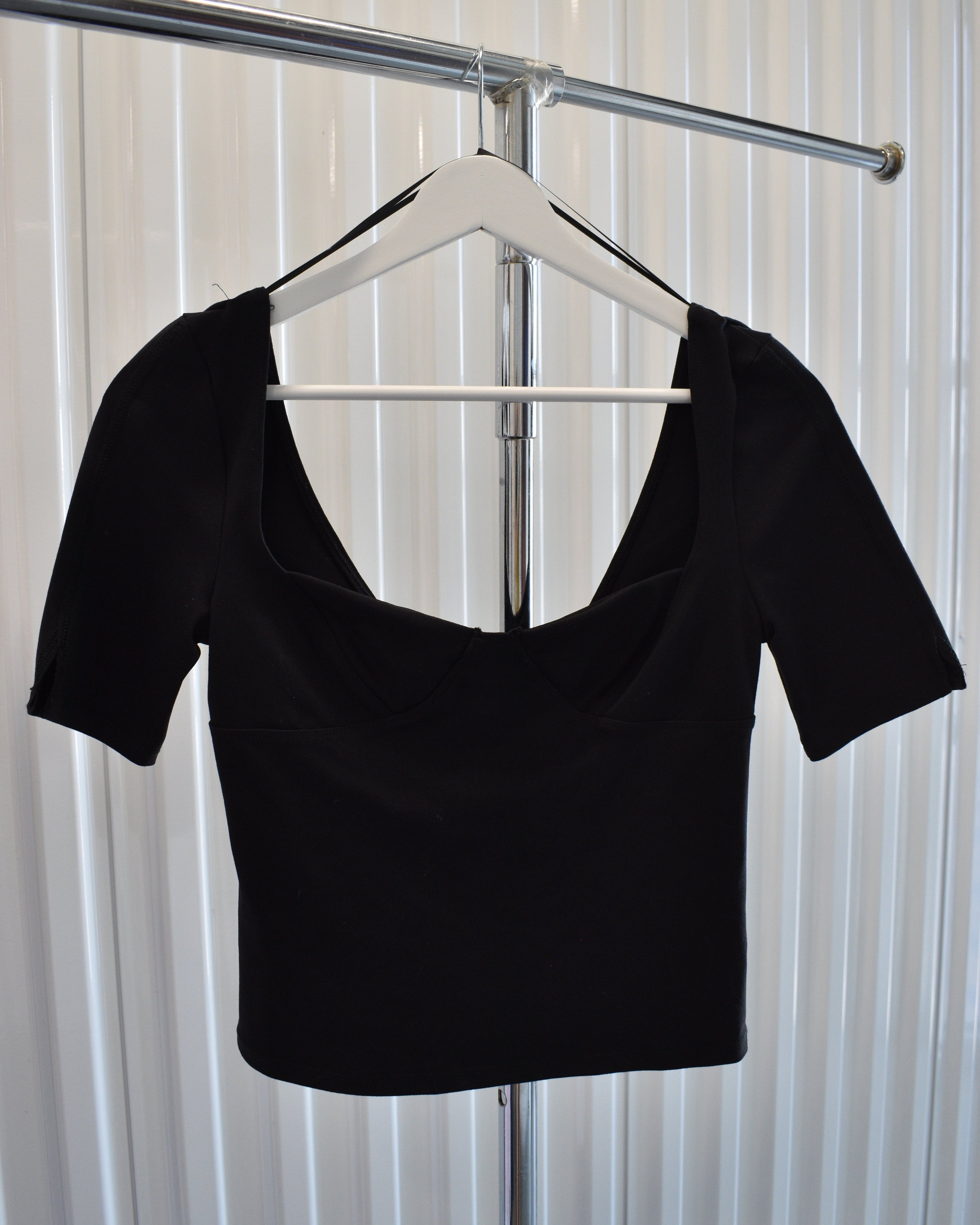 Black Cropped Balletcore Top