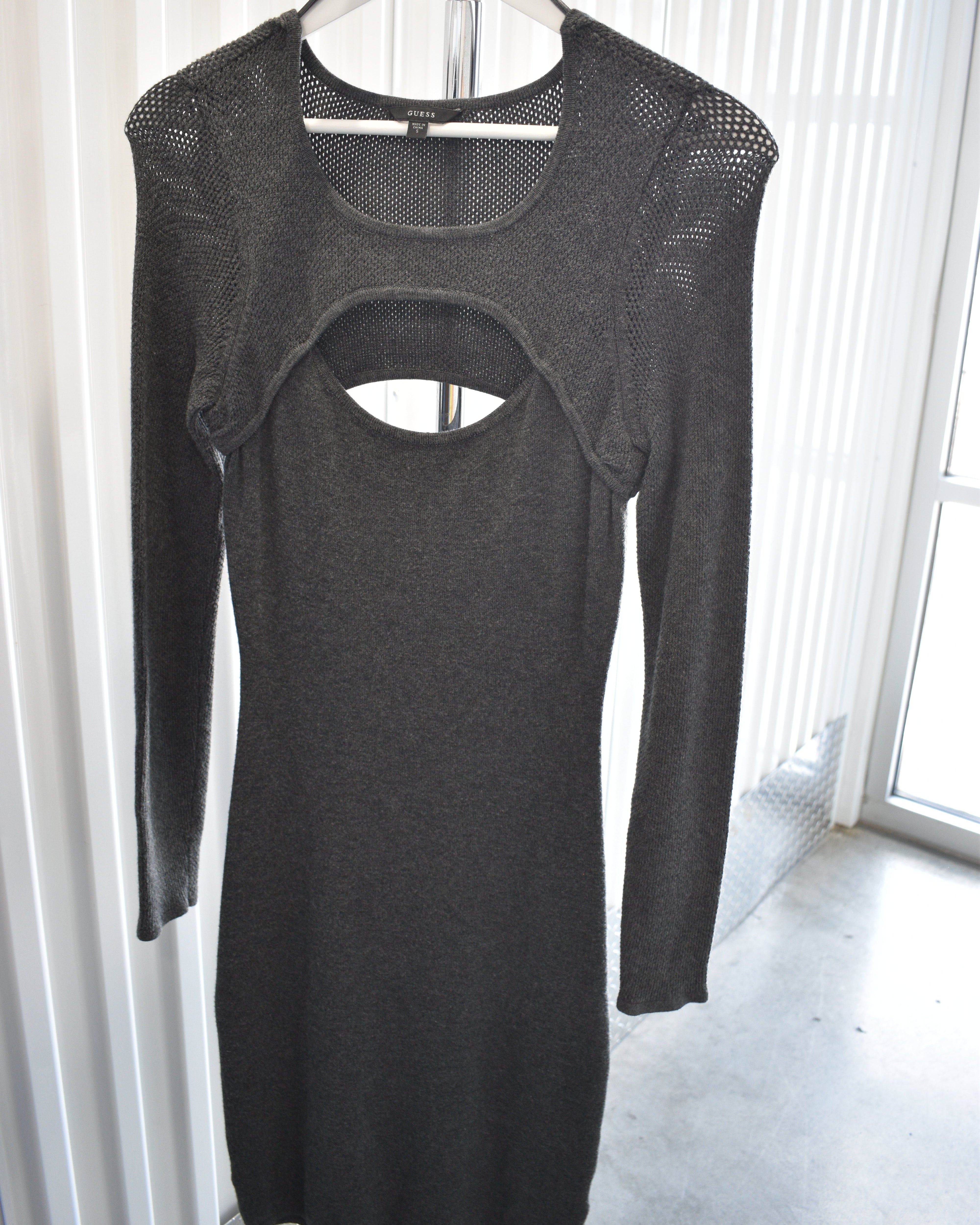 Grey Knit Long Sleeve Dress