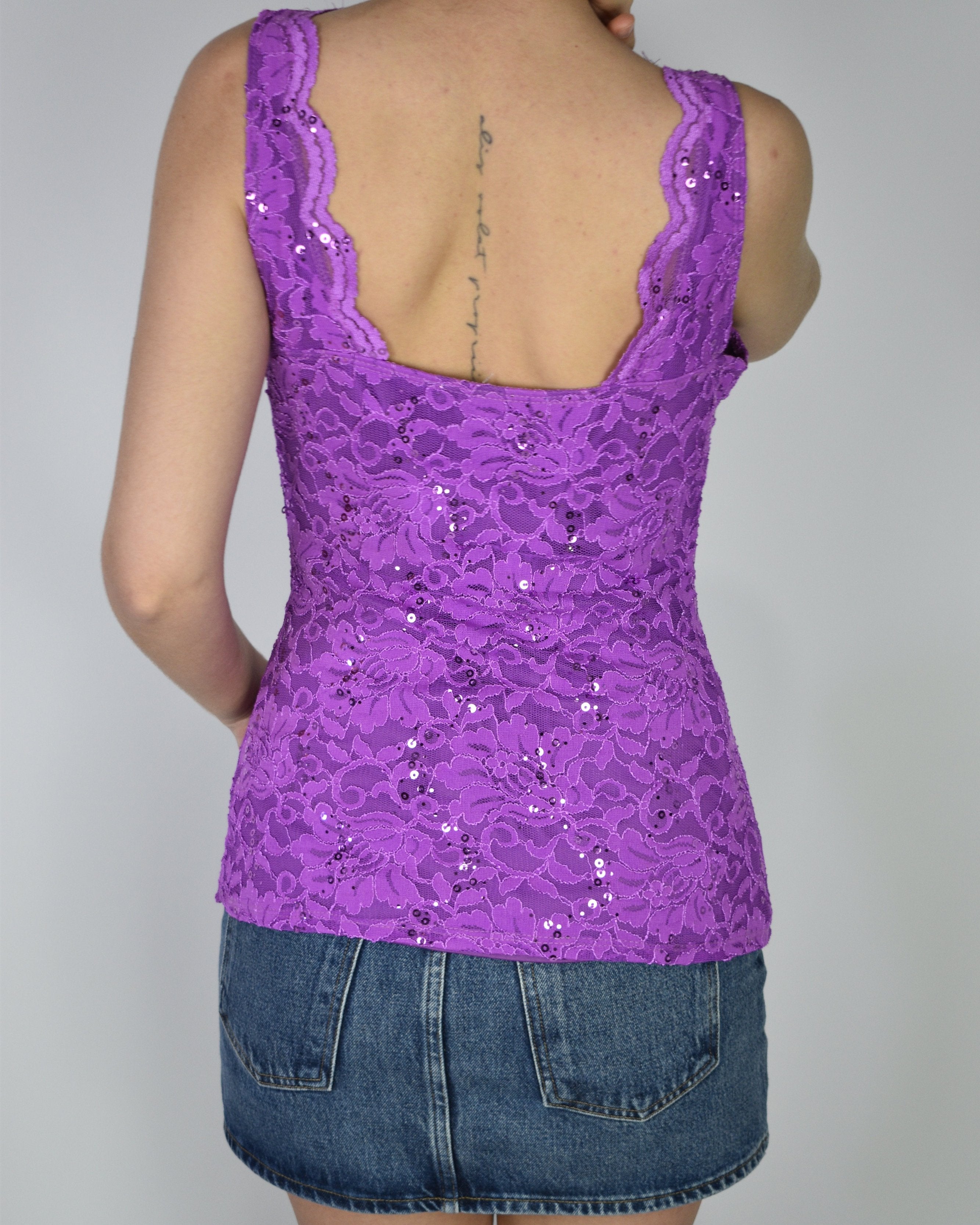 Purple Lace Sequin Tank