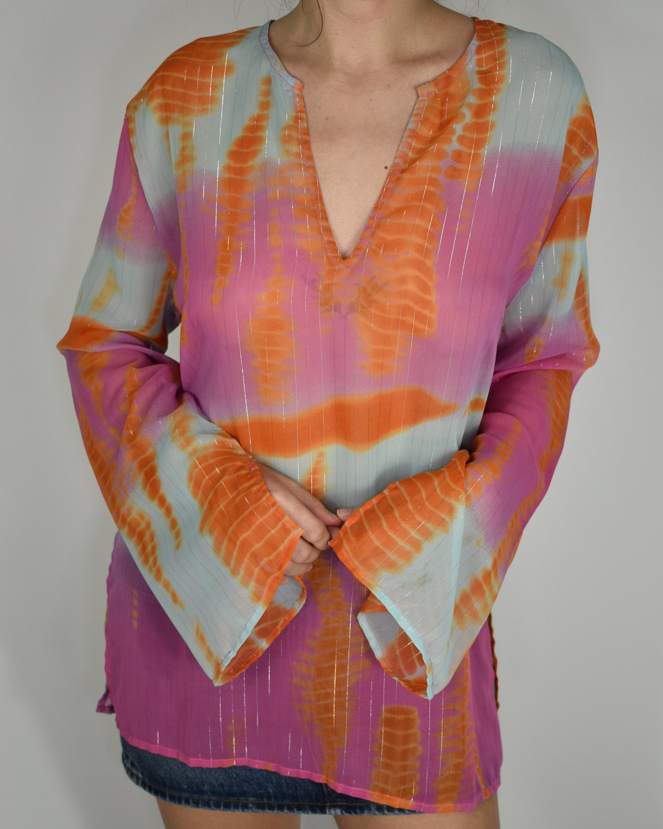 See-through Tie-dye Long Sleeve