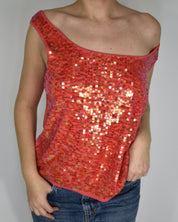 Coral Sequin Tank