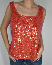 Coral Sequin Tank