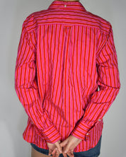 Jcrew Pink & Red Striped Button Up