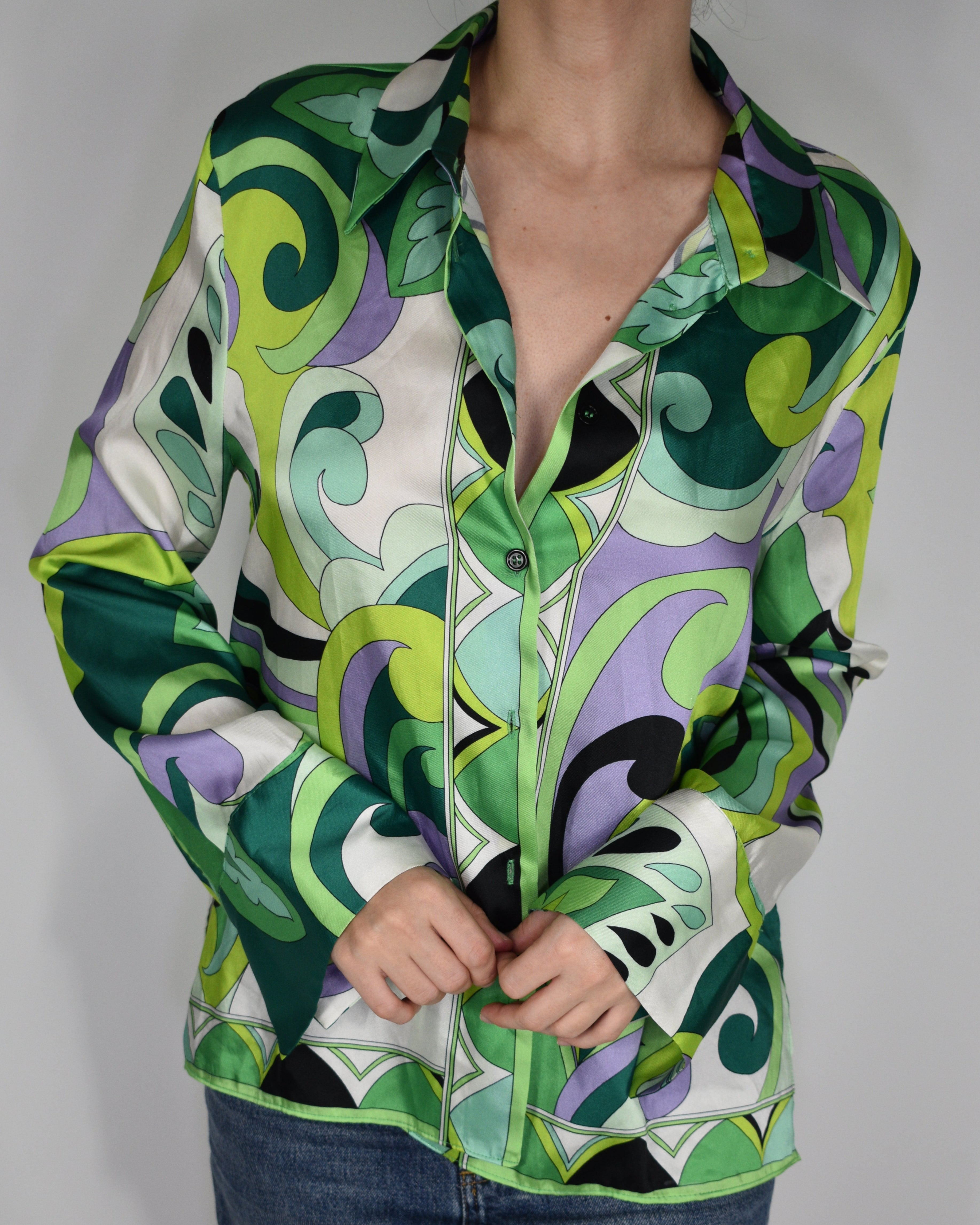 Green Psychedelic Button Up