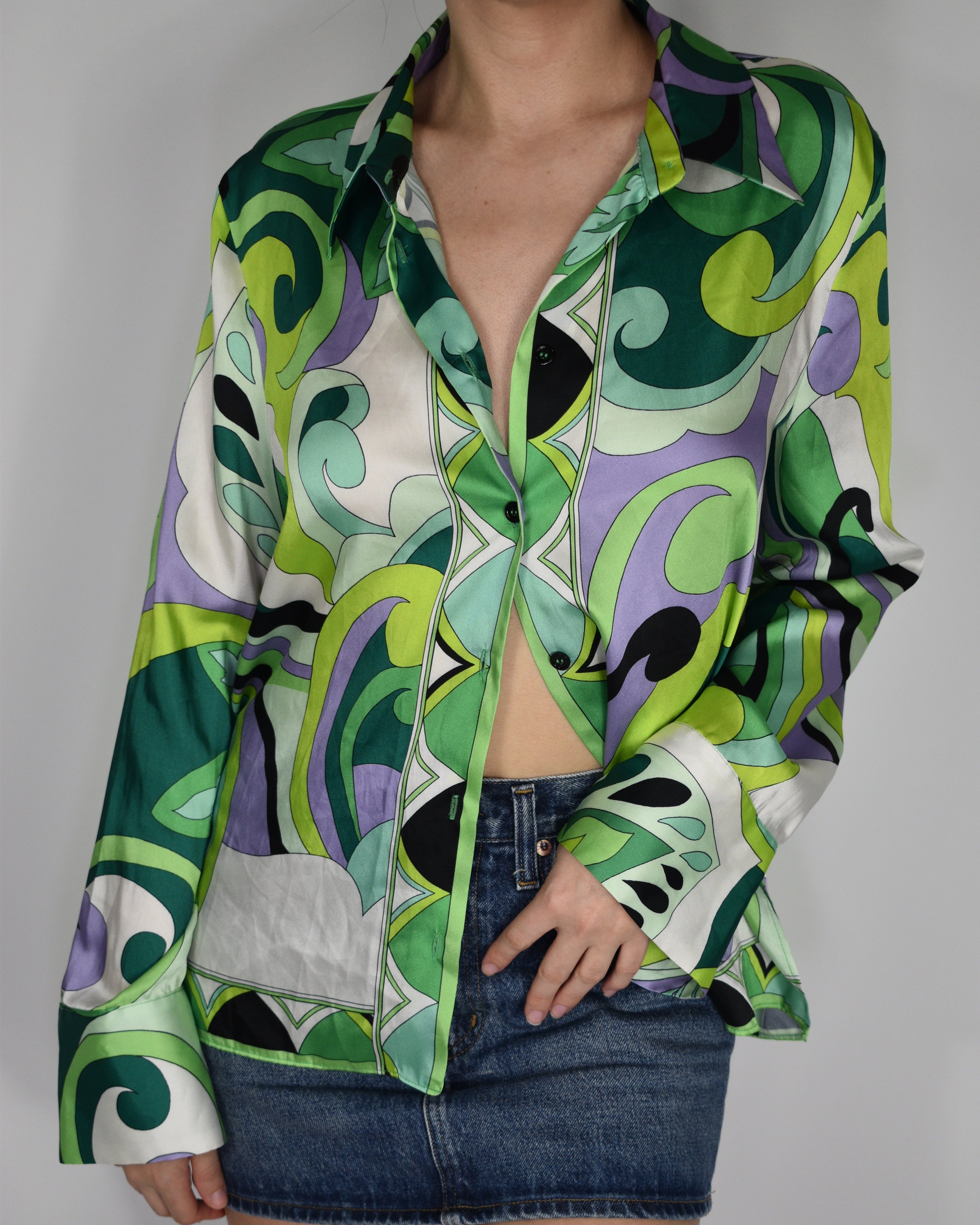 Green Psychedelic Button Up